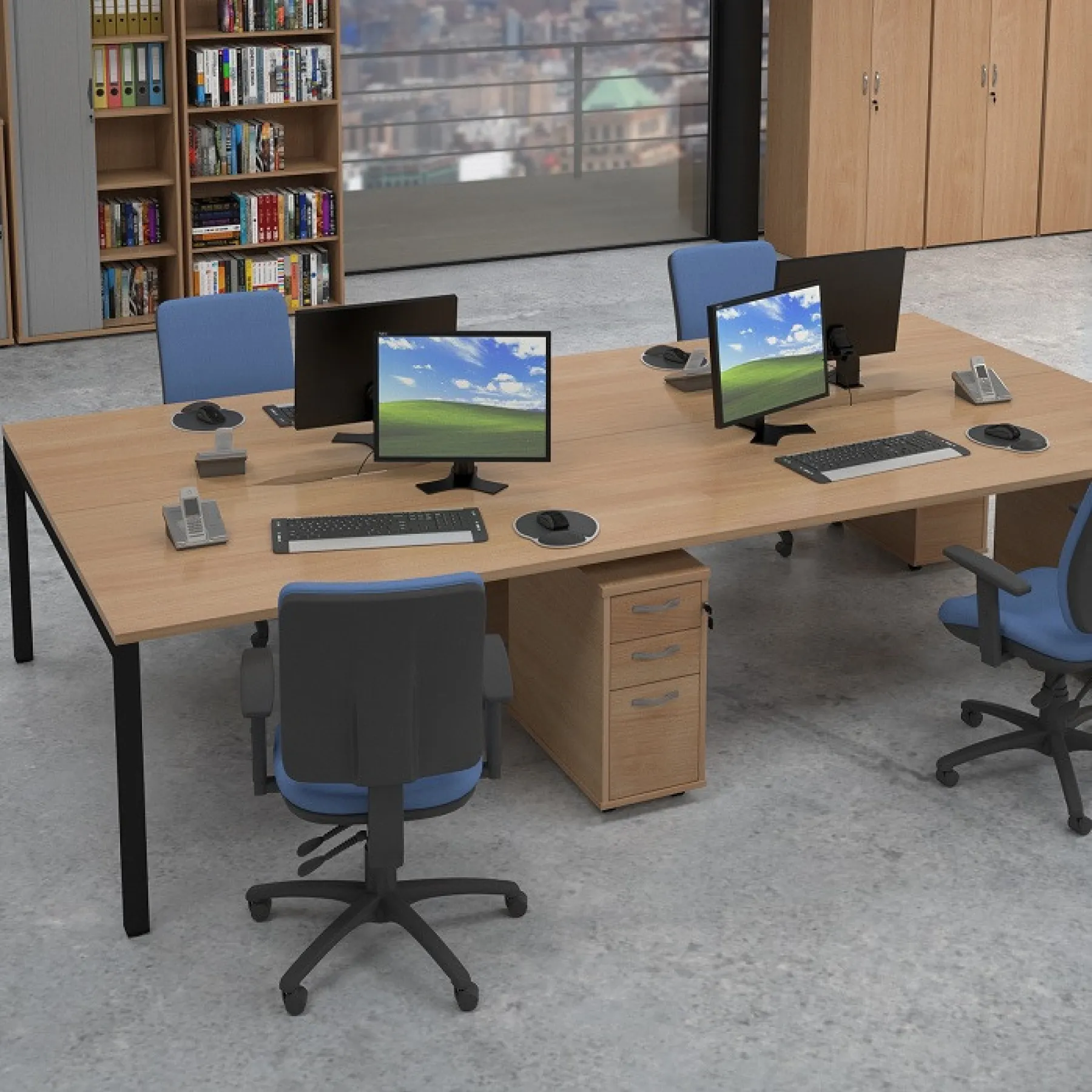 LOF Direct Connex Bench Desks Group of 4