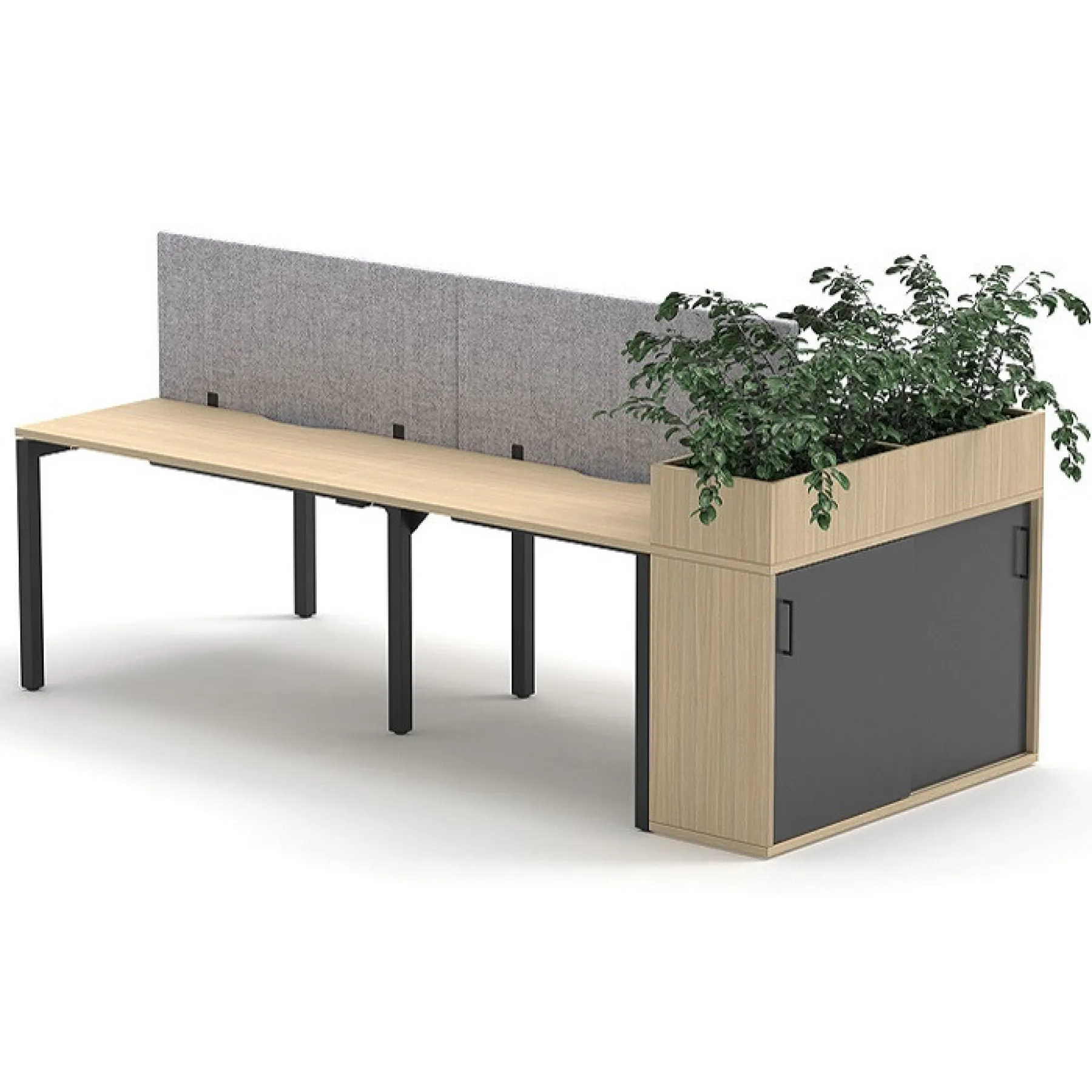 LOF Direct Formetiq Systm Bench Desks with Storage and Planters