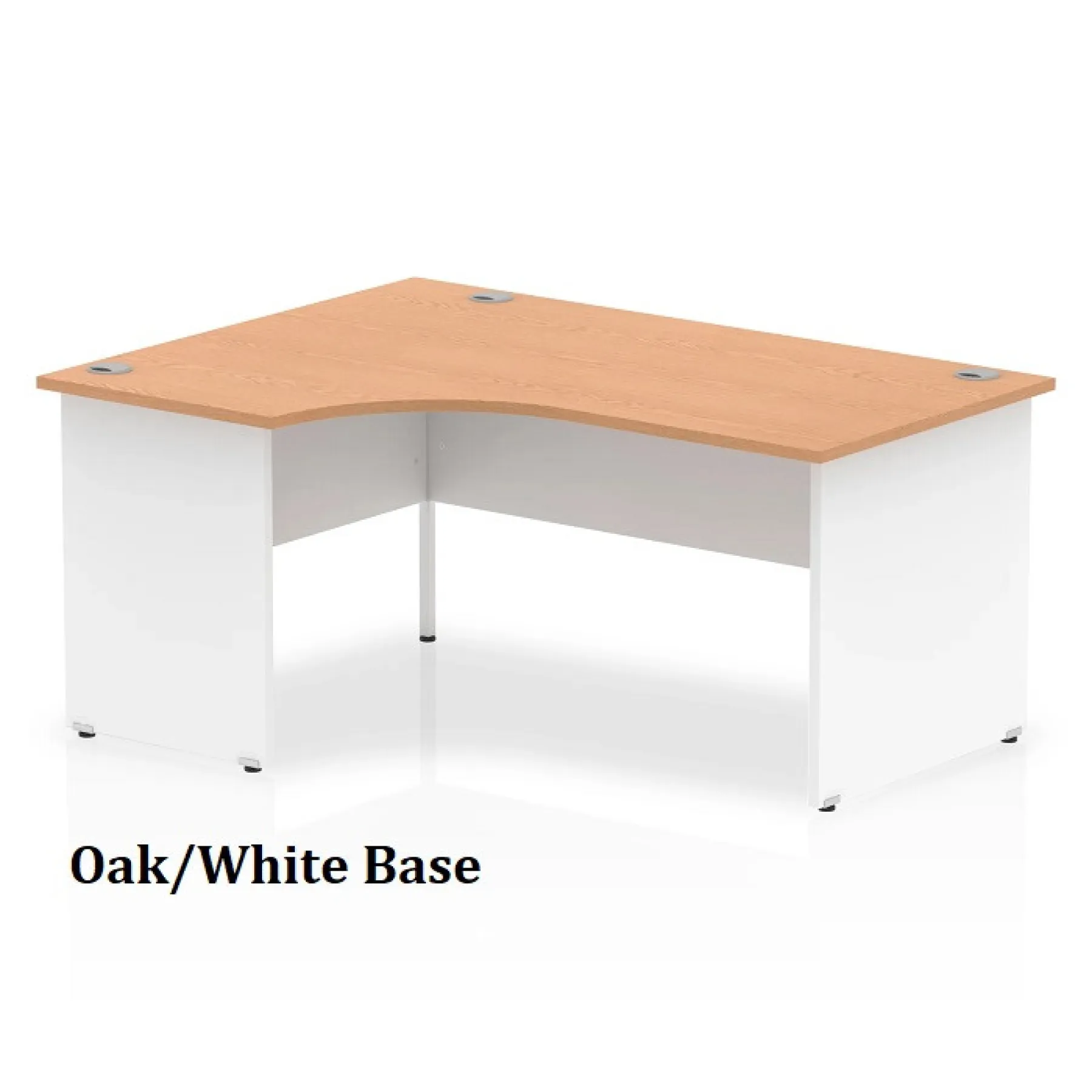 LOF Direct Dynamic Impulse Panel Ended Crescent Desk Oak White Base