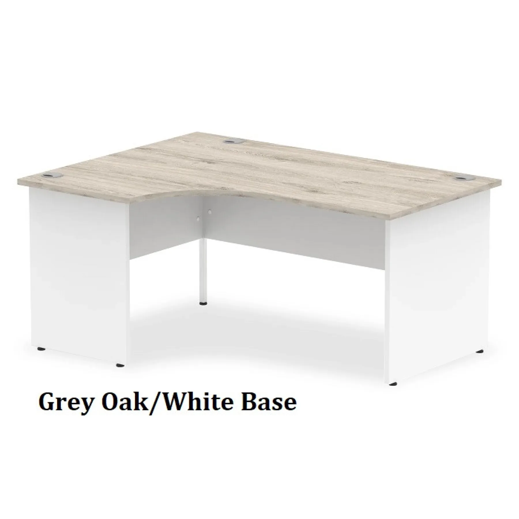 LOF Direct Dynamic Impulse Panel Ended Crescent Desk Grey Oak White Base