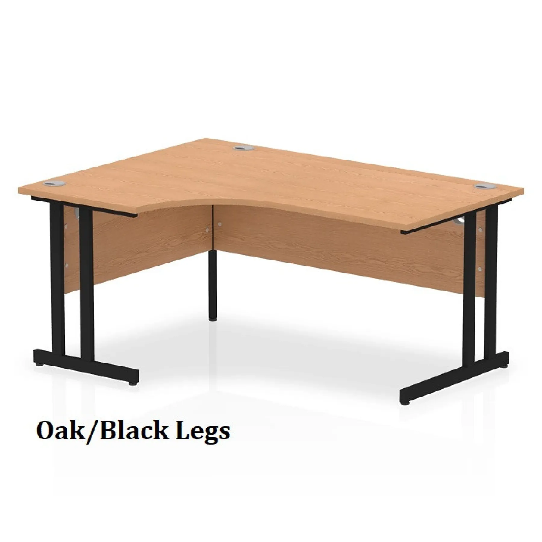 LOF Direct Dynamic Impulse Cantilever Crescent Desks Oak Black Legs