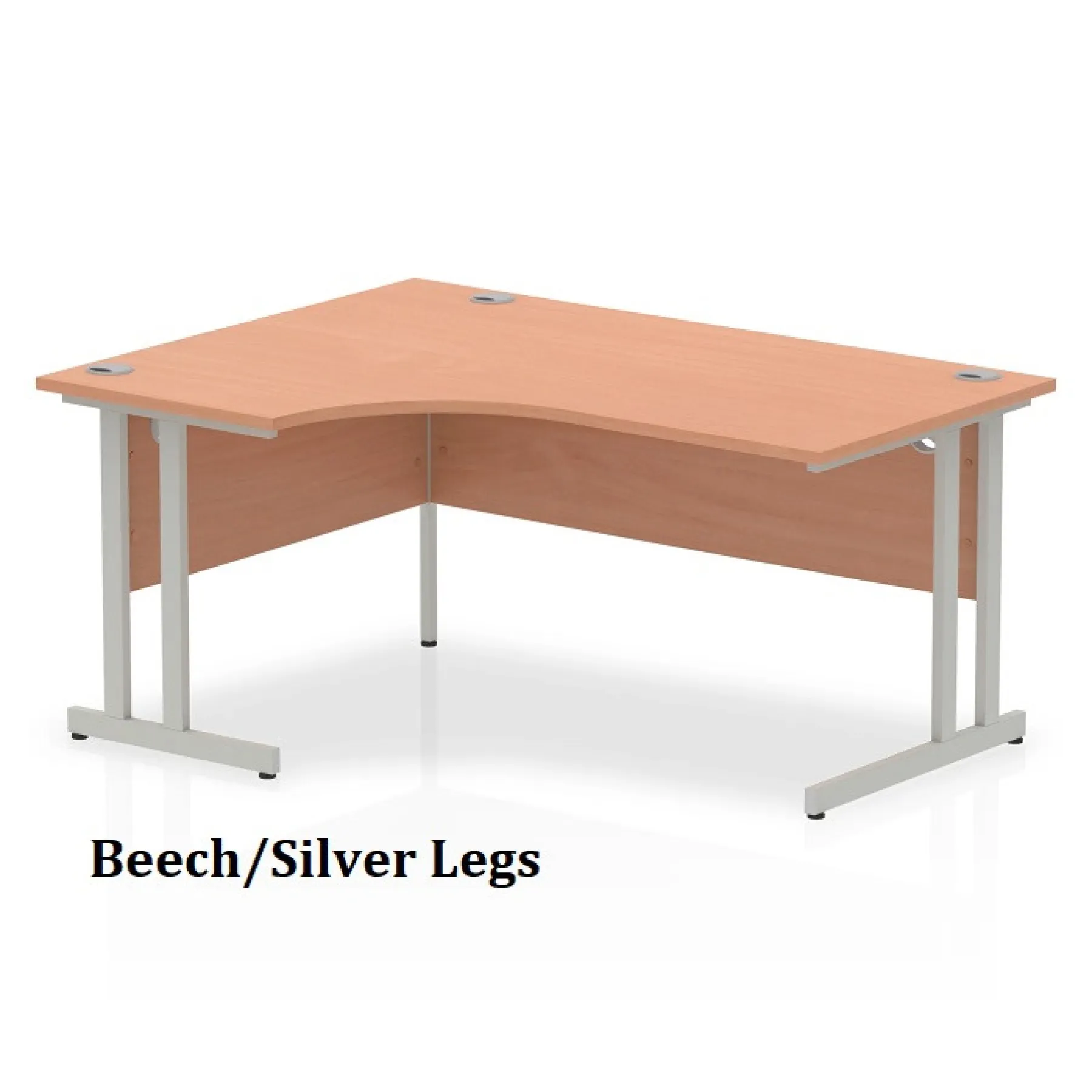 LOF Direct Dynamic Impulse Cantilever Crescent Desks Beech Silver Legs