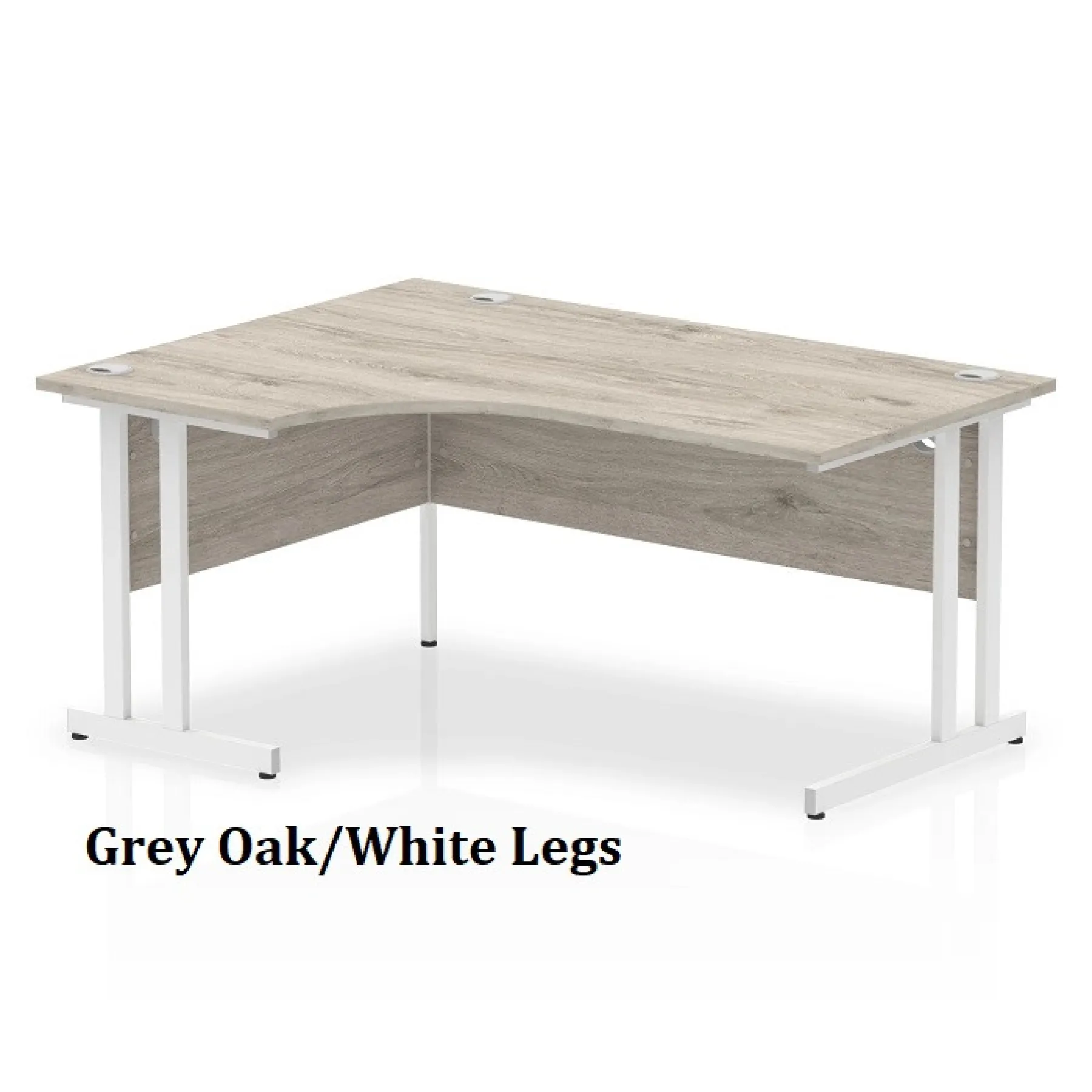 LOF Direct Dynamic Impulse Cantilever Crescent Desks Grey Oak White Legs