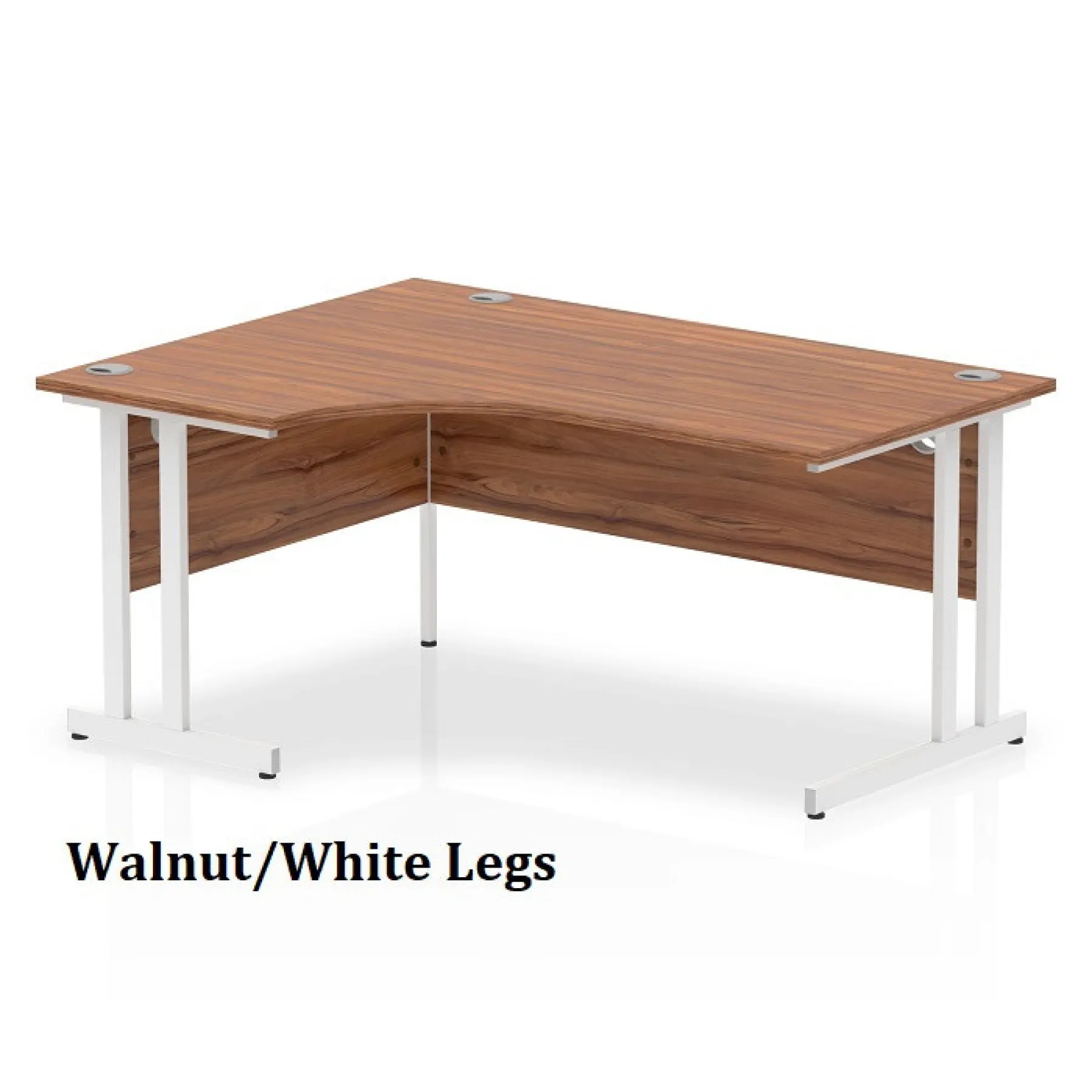 LOF Direct Dynamic Impulse Cantilever Crescent Desks Walnut White Legs