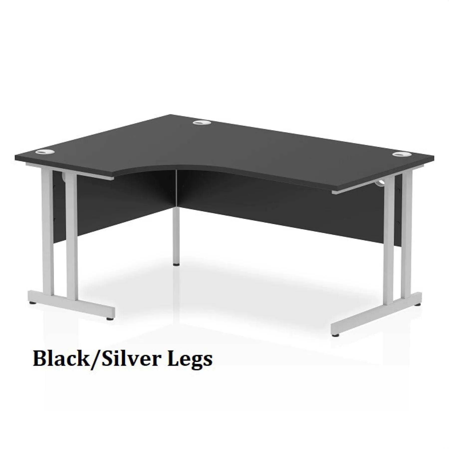 LOF Direct Dynamic Impulse Cantilever Crescent Desks Black Silver Legs