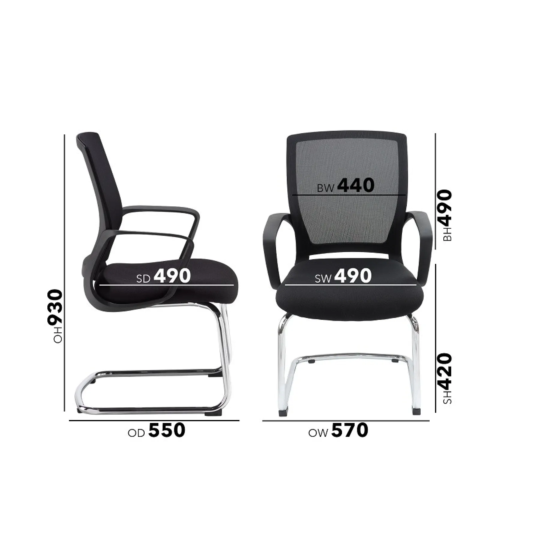 LOF Direct Jonas Cantilever Meeting Chair JNS100 C1 K Dims