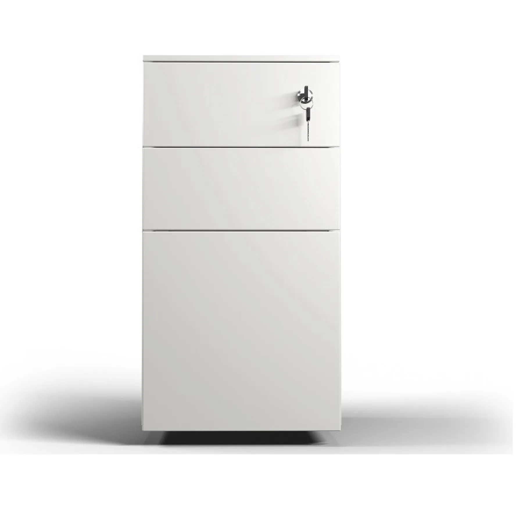 LOF Direct Formetiq Cube Narrow Steel Pedestals PMS3521 White Open Drawer Front