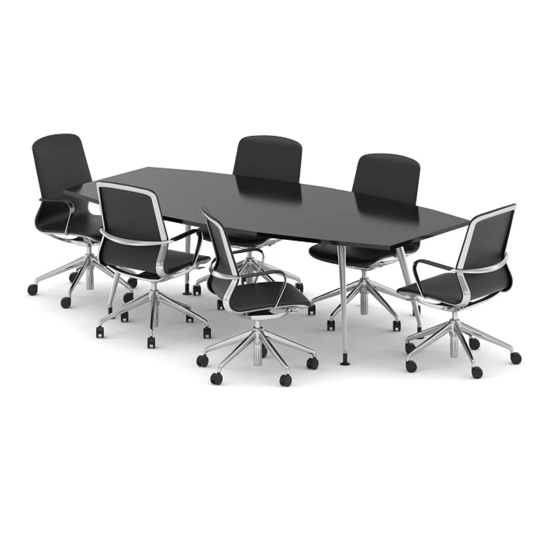 LOF Direct Dynamic High Gloss Boardroom Table Black With Lucia Chairs BUND1437