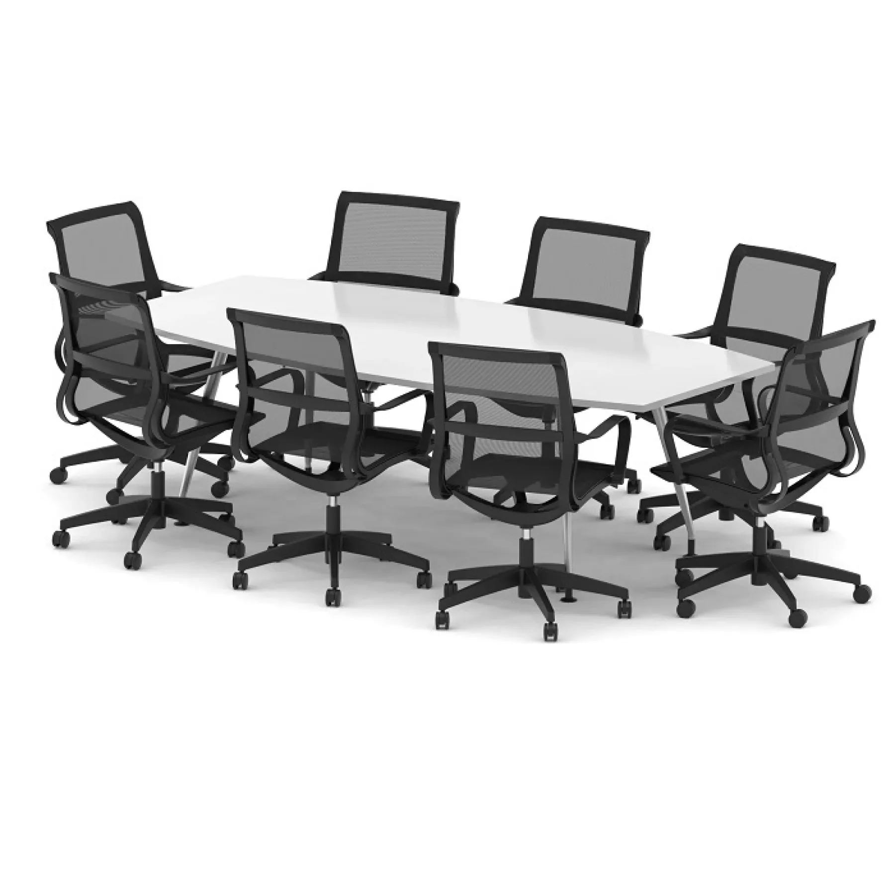 LOF Direct Dynamic High Gloss Boardroom Table White Lula Chairs