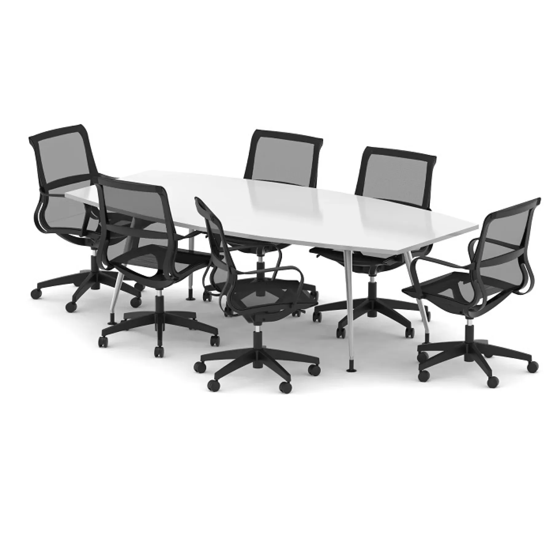 LOF Direct Dynamic High Gloss Boardroom Table White Lula Chairs 6