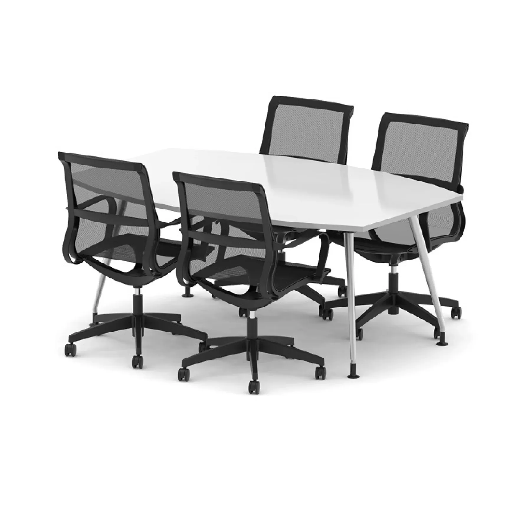 LOF Direct Dynamic High Gloss Boardroom Table White Lula Chairs 4