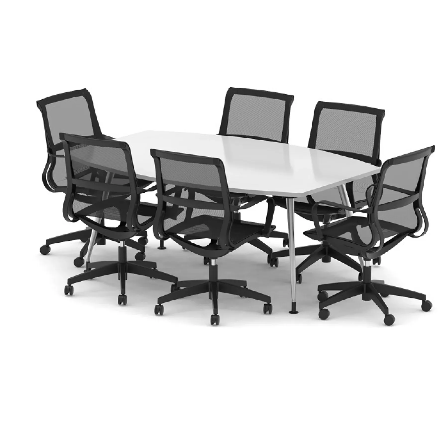 LOF Direct Dynamic High Gloss Boardroom Table White Lula Chairs 6 1800mm