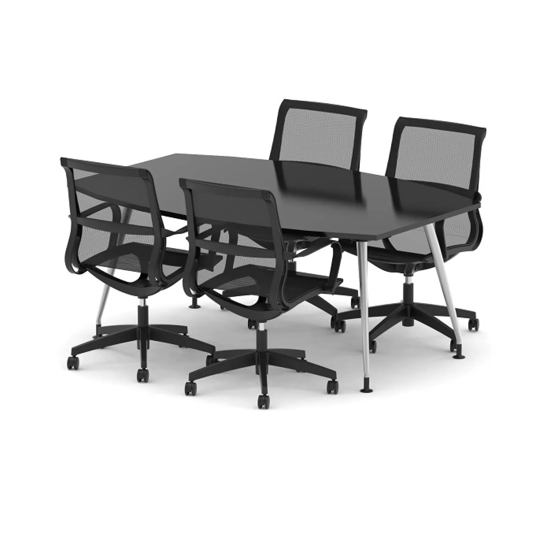 LOF Direct Dynamic High Gloss Boardroom Table Black 1800mm 4