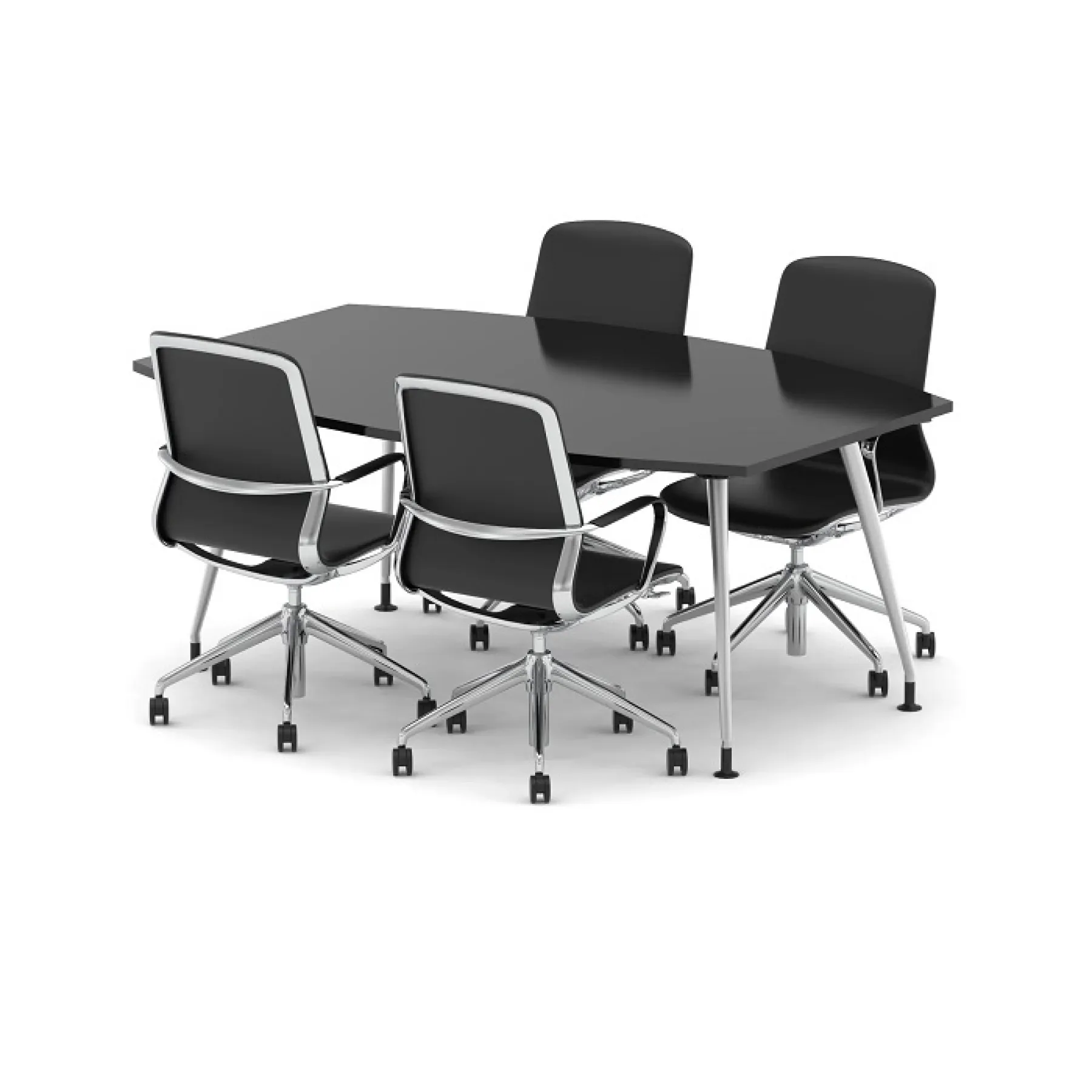LOF Direct Dynamic High Gloss Boardroom Table Black 1800mm 4 Lucia