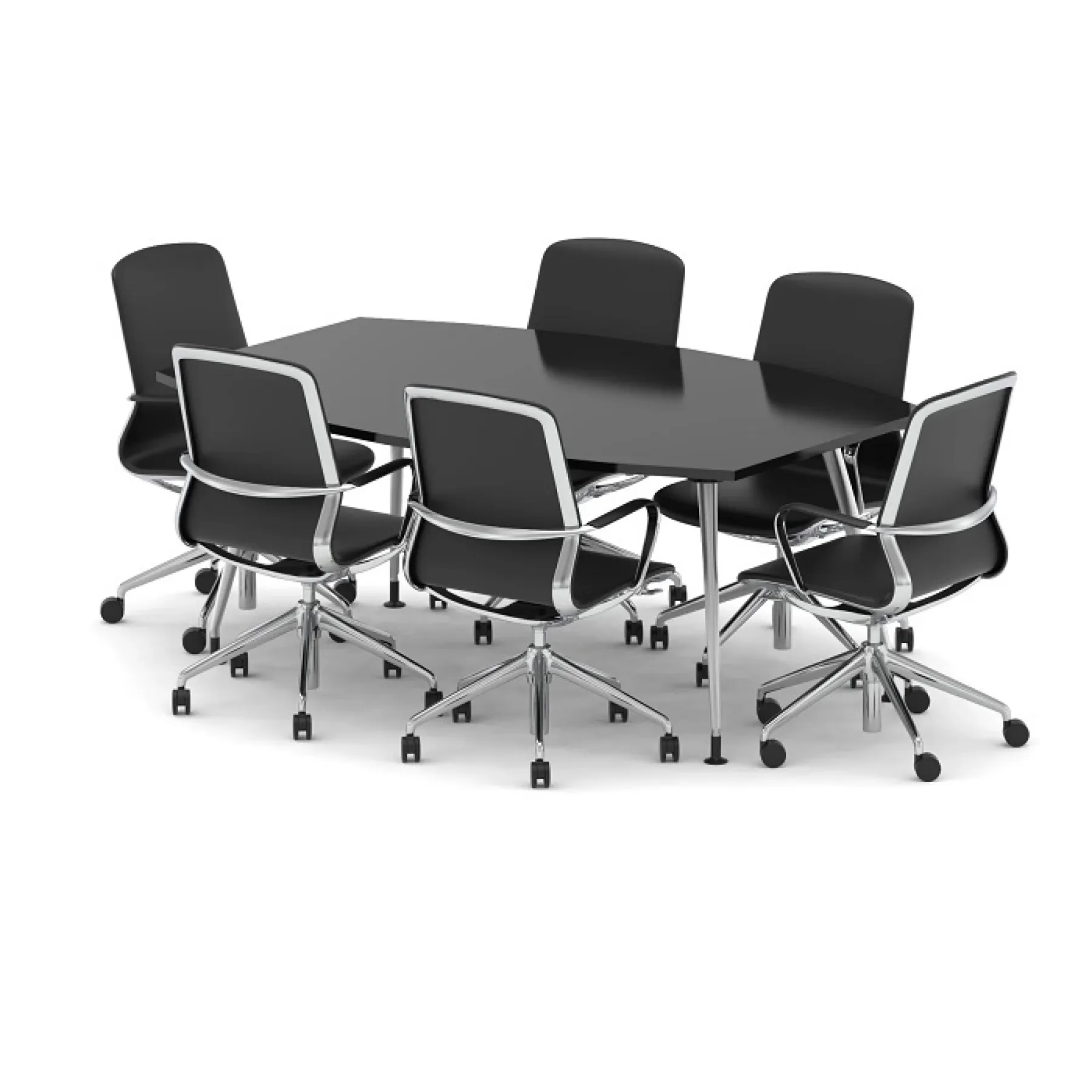 LOF Direct Dynamic High Gloss Boardroom Table Black 1800mm 6 Lucia