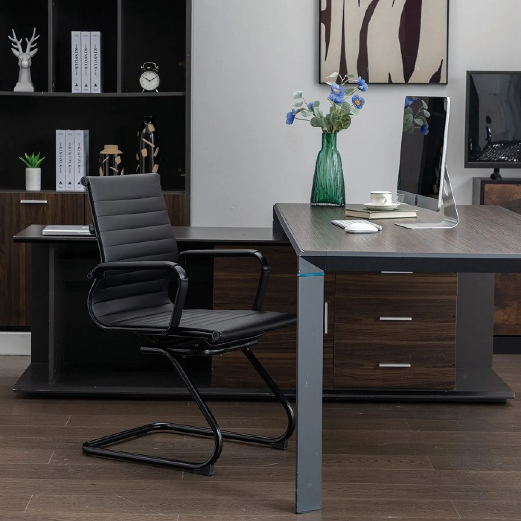 LOF Direct Nautilus Aura Medium Back Meeting Chair Black Frame BCL 8003 AV BK BK RS1