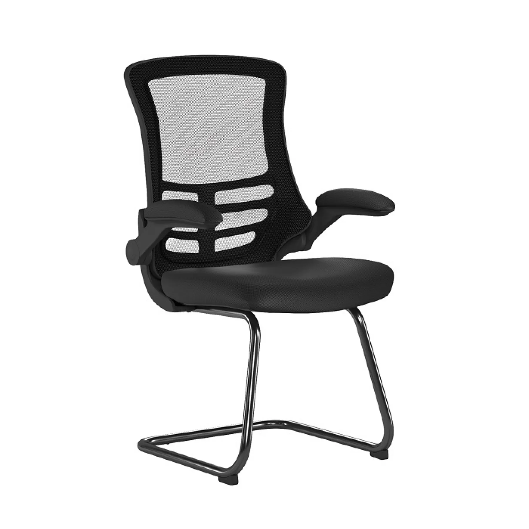 LOF Direct Luna Black Shell Visitors Chair Folding Arms BCM L1302 V BK