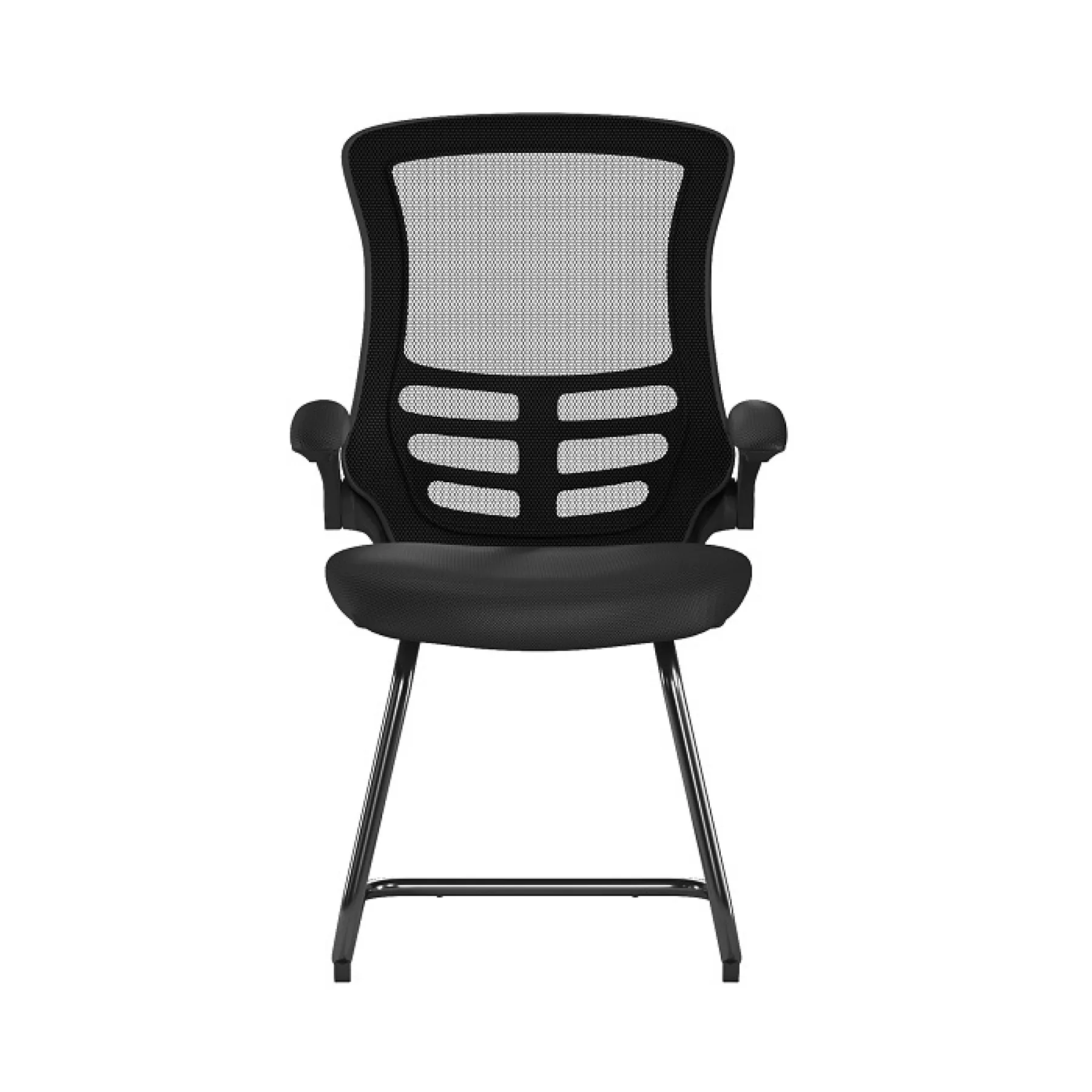 LOF Direct Luna Black Shell Visitors Chair Folding Arms BCM L1302 V BK Front