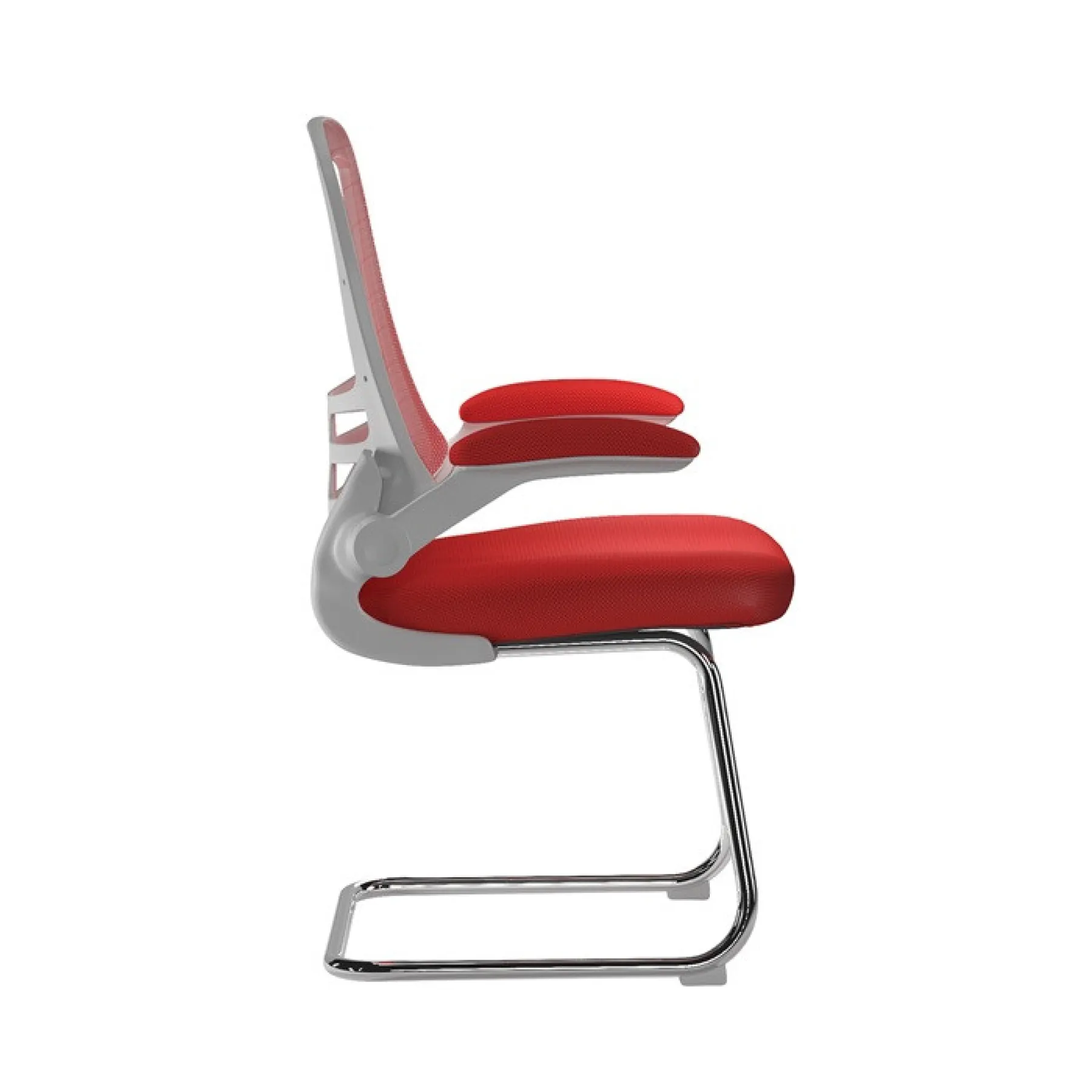 Luna meeting chair white frame red bcm l1302v wh rd side