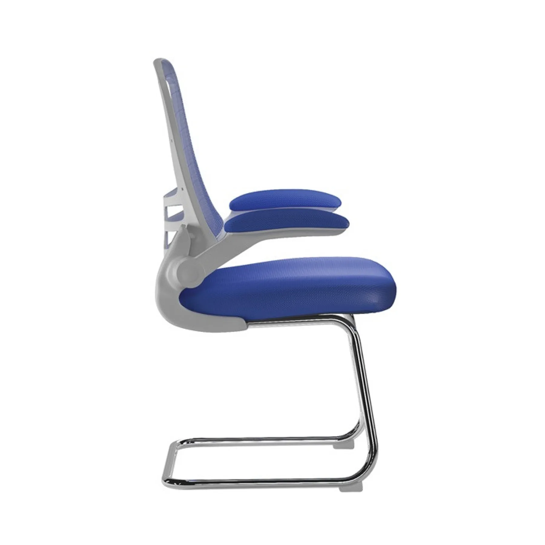 Luna meeting chair white frame blue bcm l1302v wh bl side
