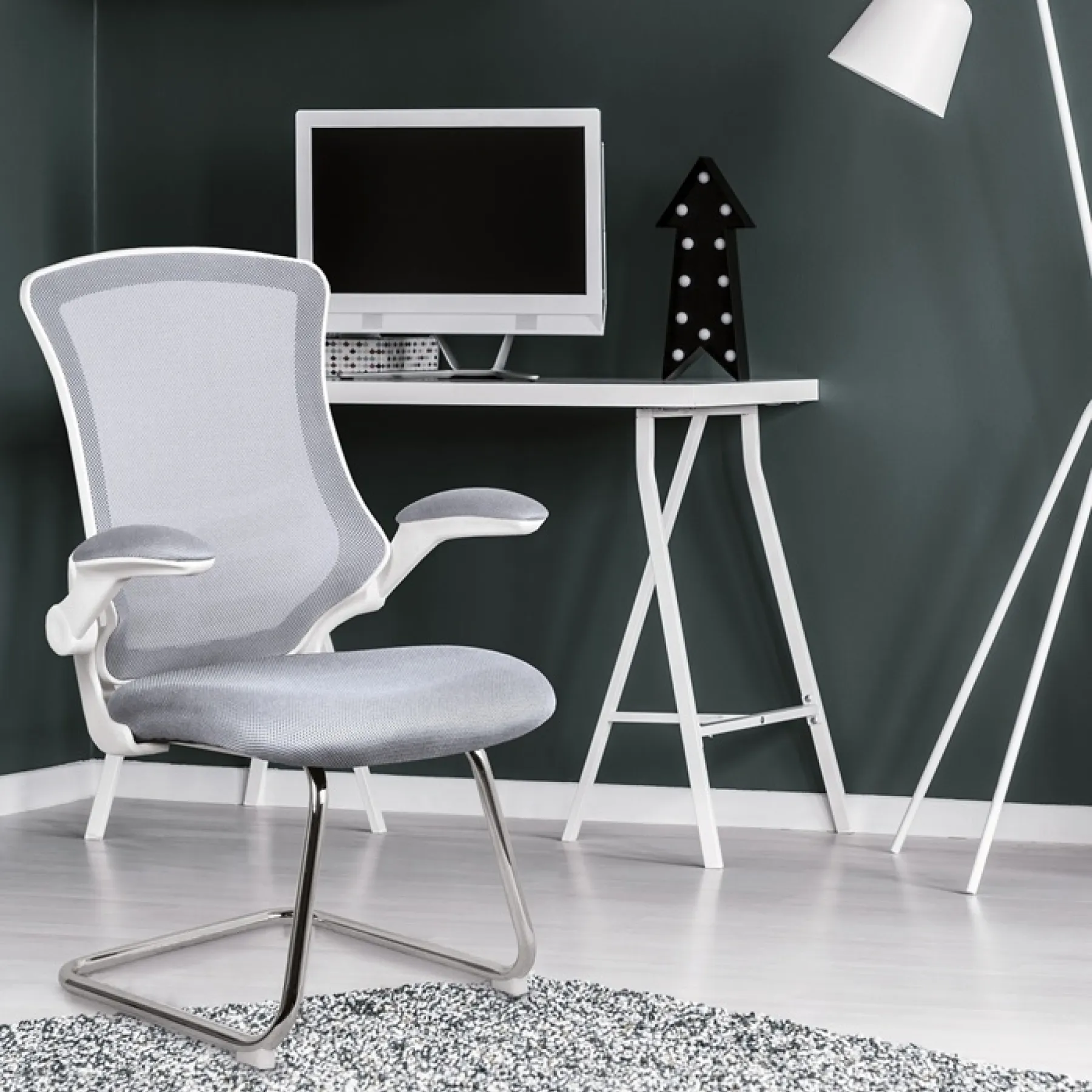 Luna meeting chair white frame grey bcm l1302v wh gy roomset 1