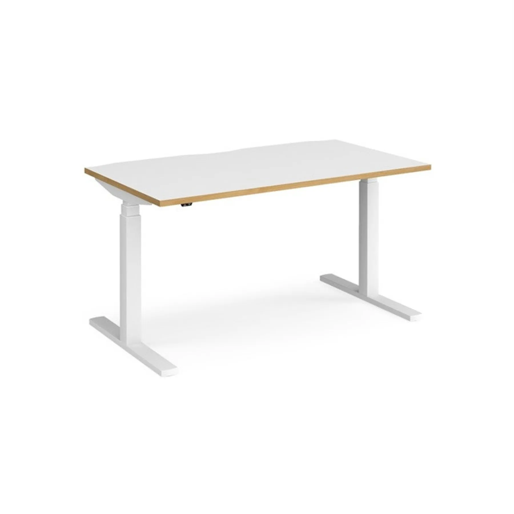 Elev8 touch sit stand desk white frame white and oak top evt 1400