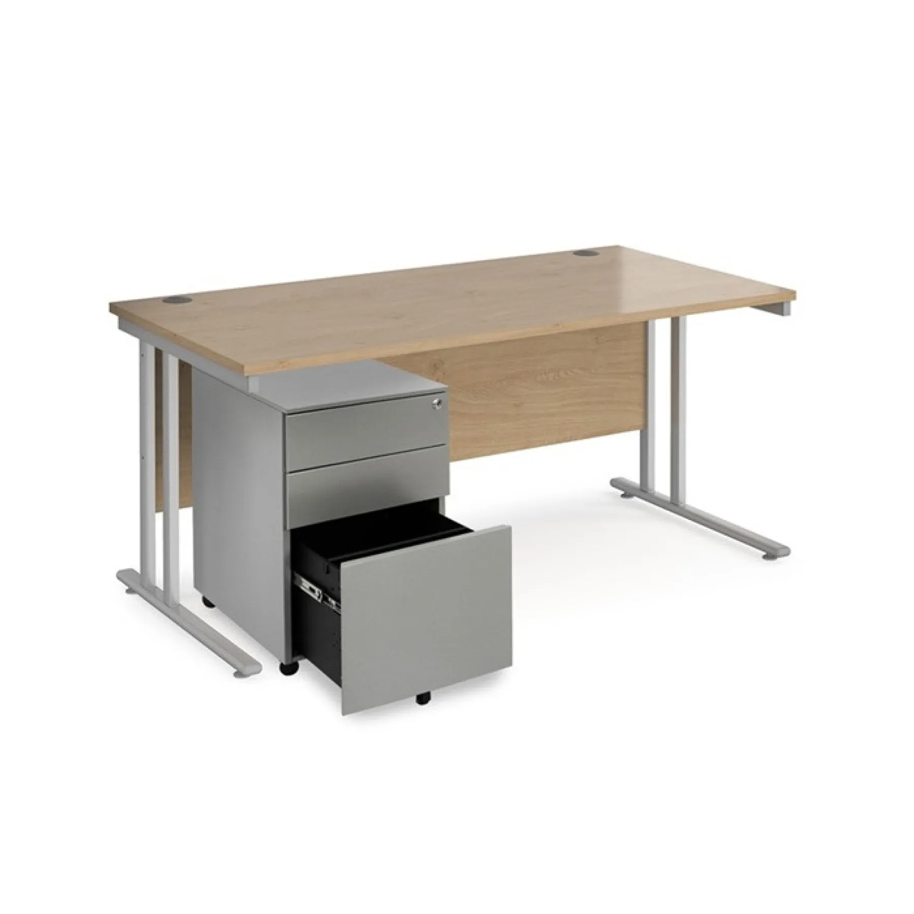 Straight desk with steel pedestal office furniture bundle SBS16 KO