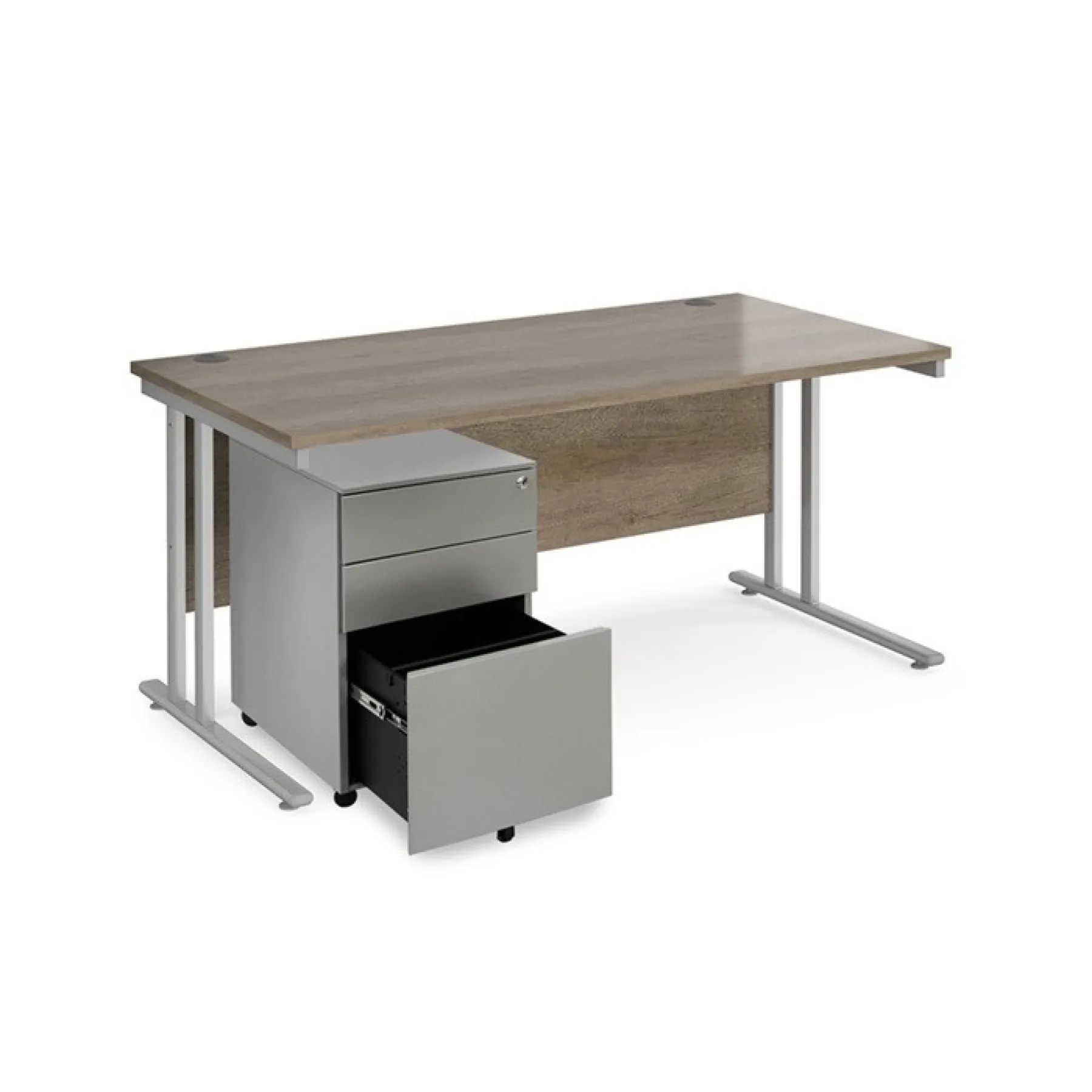 Straight desk with steel pedestal office furniture bundle SBS16 NO