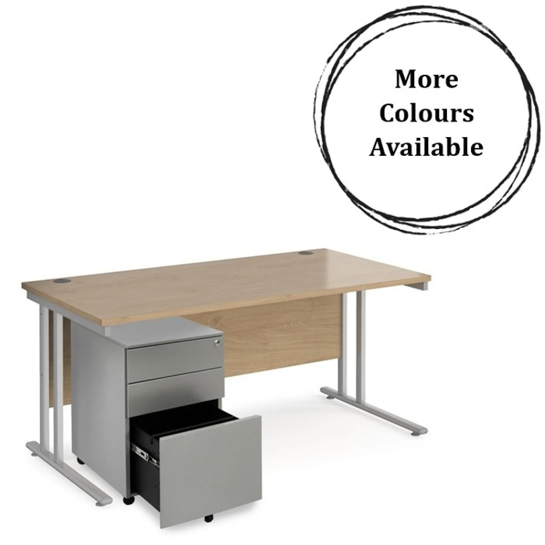 Straight desk with steel pedestal office furniture bundle SBS16 KO more colours