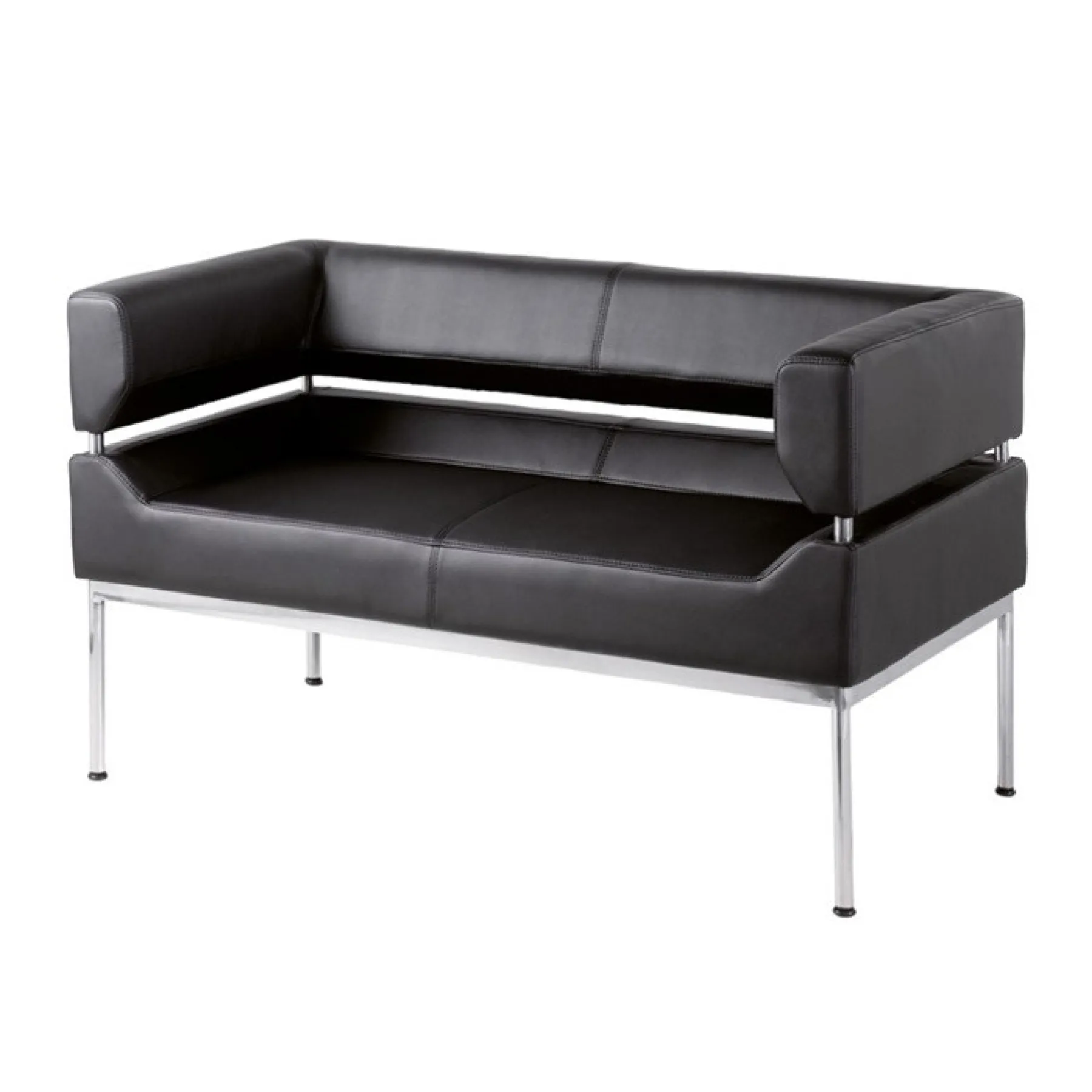 Dams benotto black leather reception two seater sofa ben50002