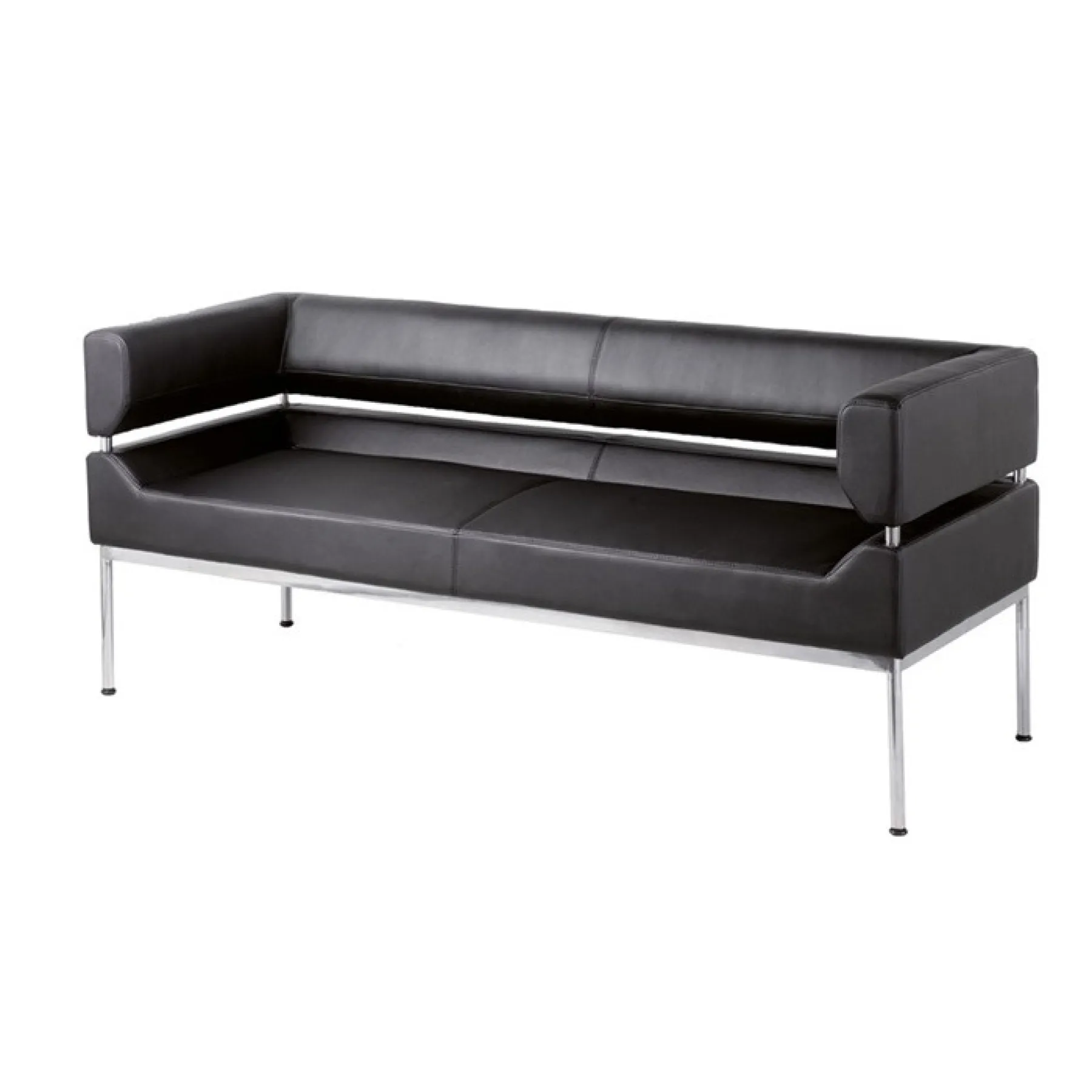 Dams benotto black leather reception three seater sofa ben50003