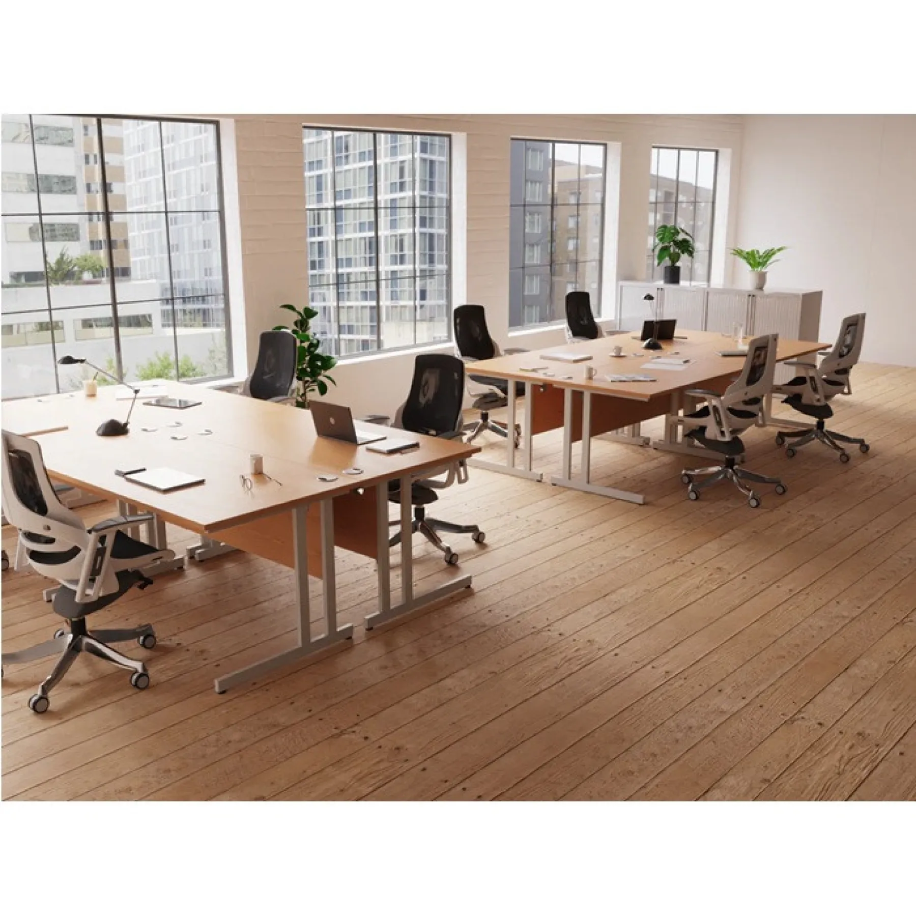 Dynamic impulse rectangular desk black IRDC14 roomset