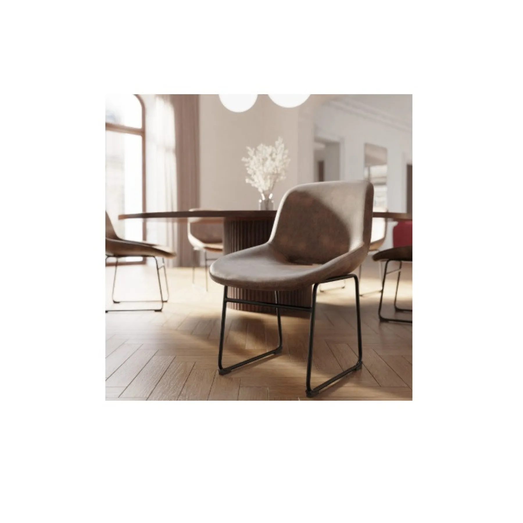Stowe bistro chair pecan brown stw01brn roomset2