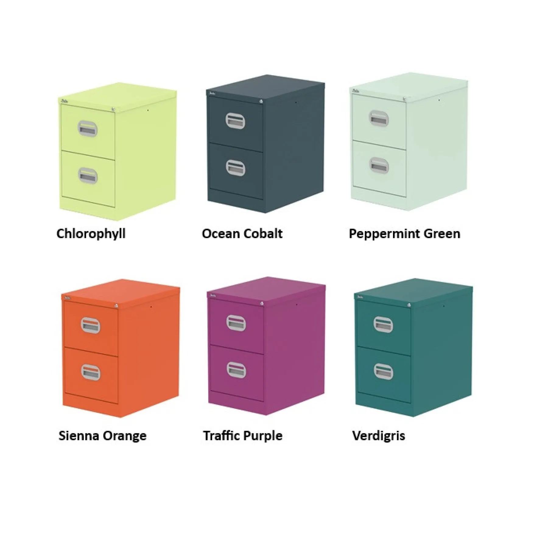 Silverline 2 drawer steel filing cabinet colours2