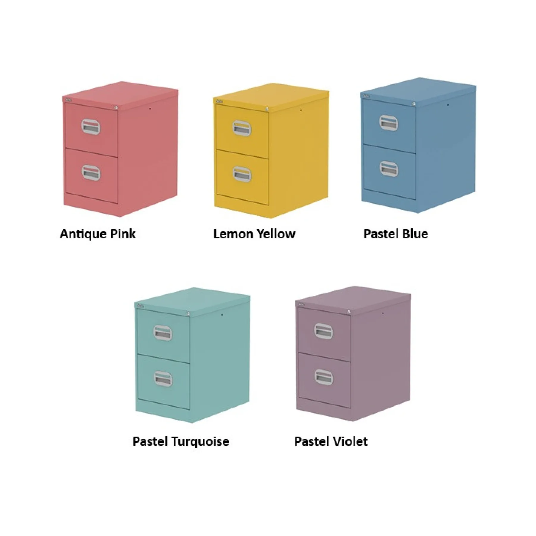 Silverline 2 drawer steel filing cabinet colours3