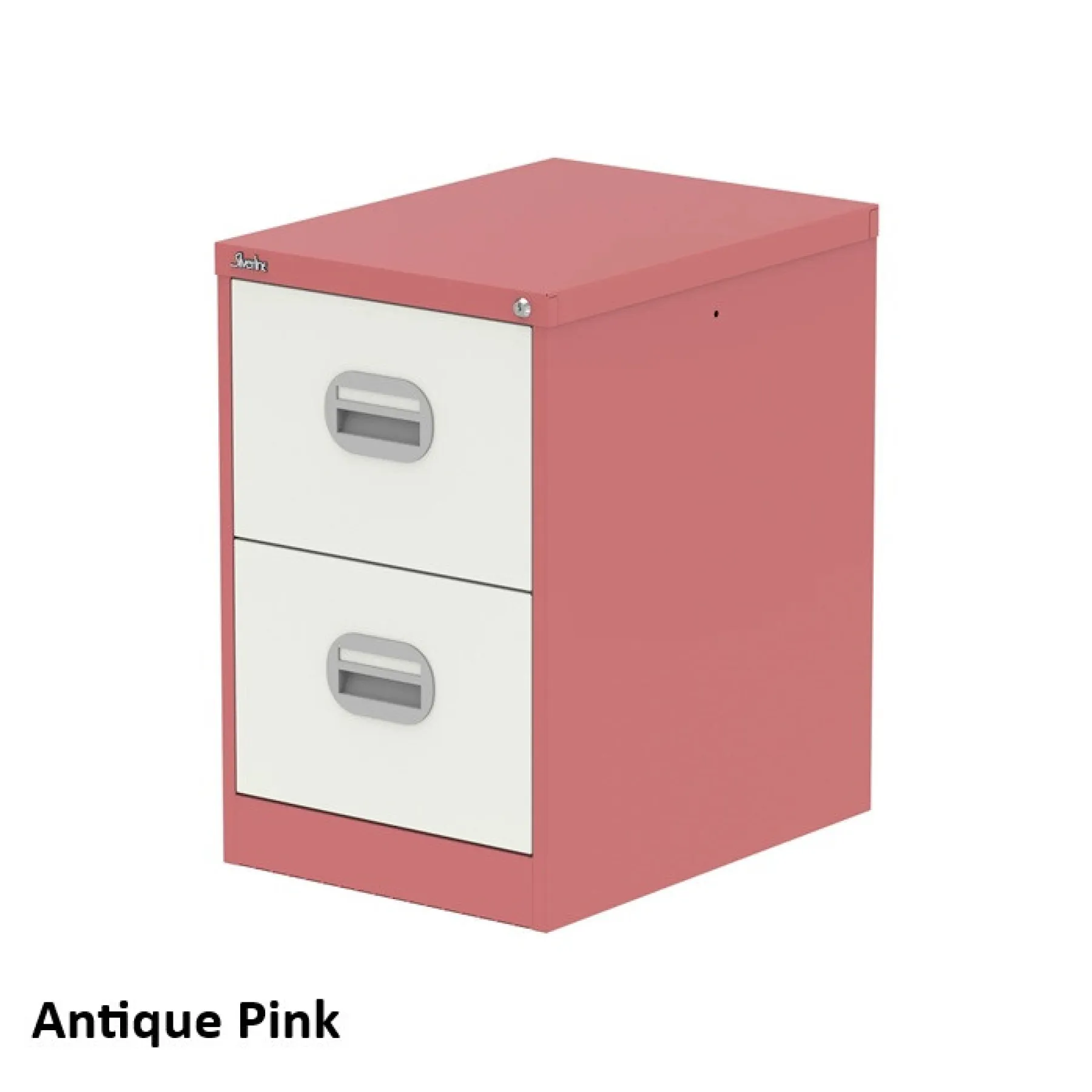 Silverline 2 drawer steel filing cabinet two tone antique pink