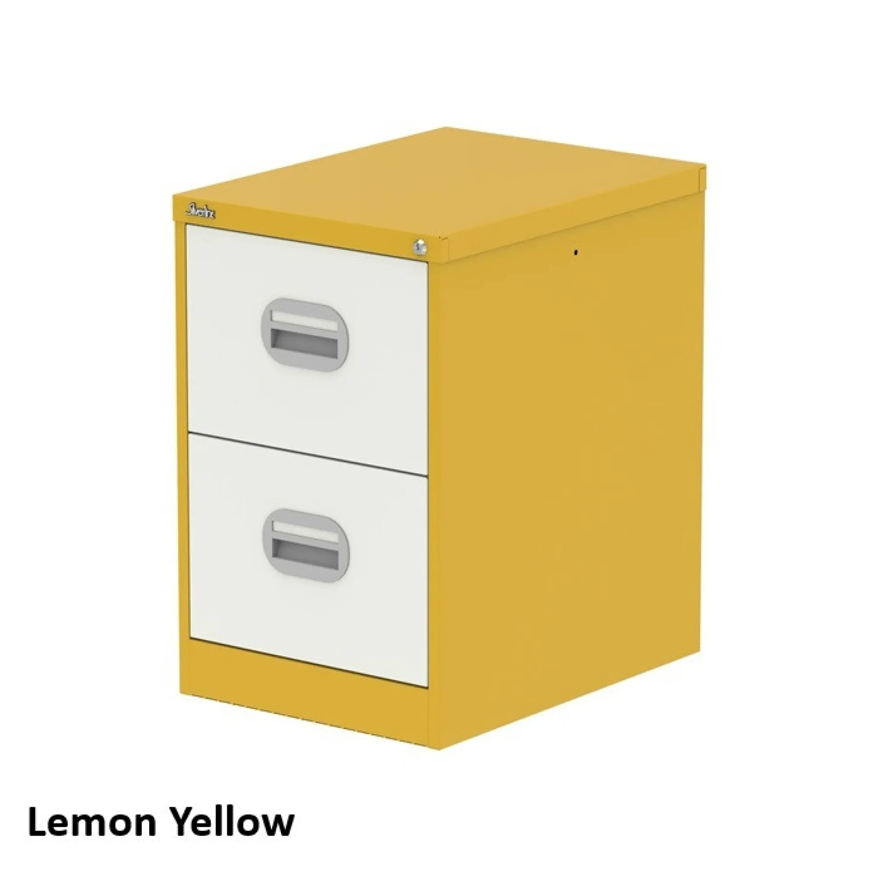 Silverline 2 drawer steel filing cabinet two tone lemon yellow