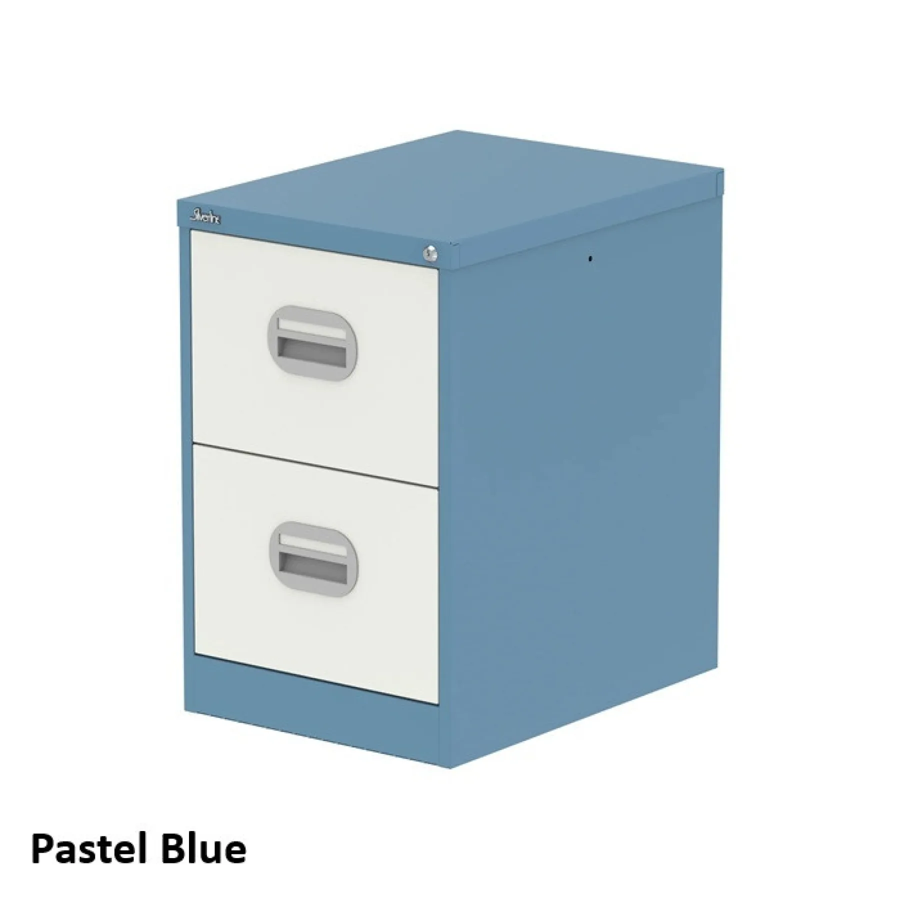 Silverline 2 drawer steel filing cabinet two tone pastel blue