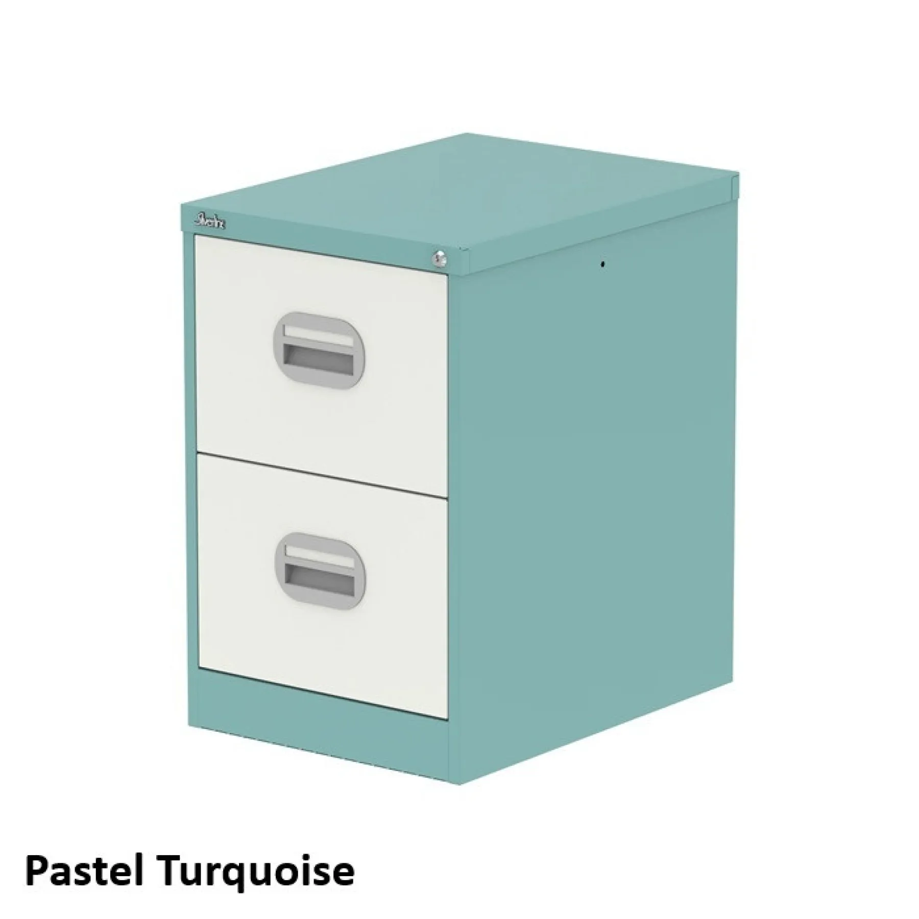 Silverline 2 drawer steel filing cabinet two tone pastel turquoise