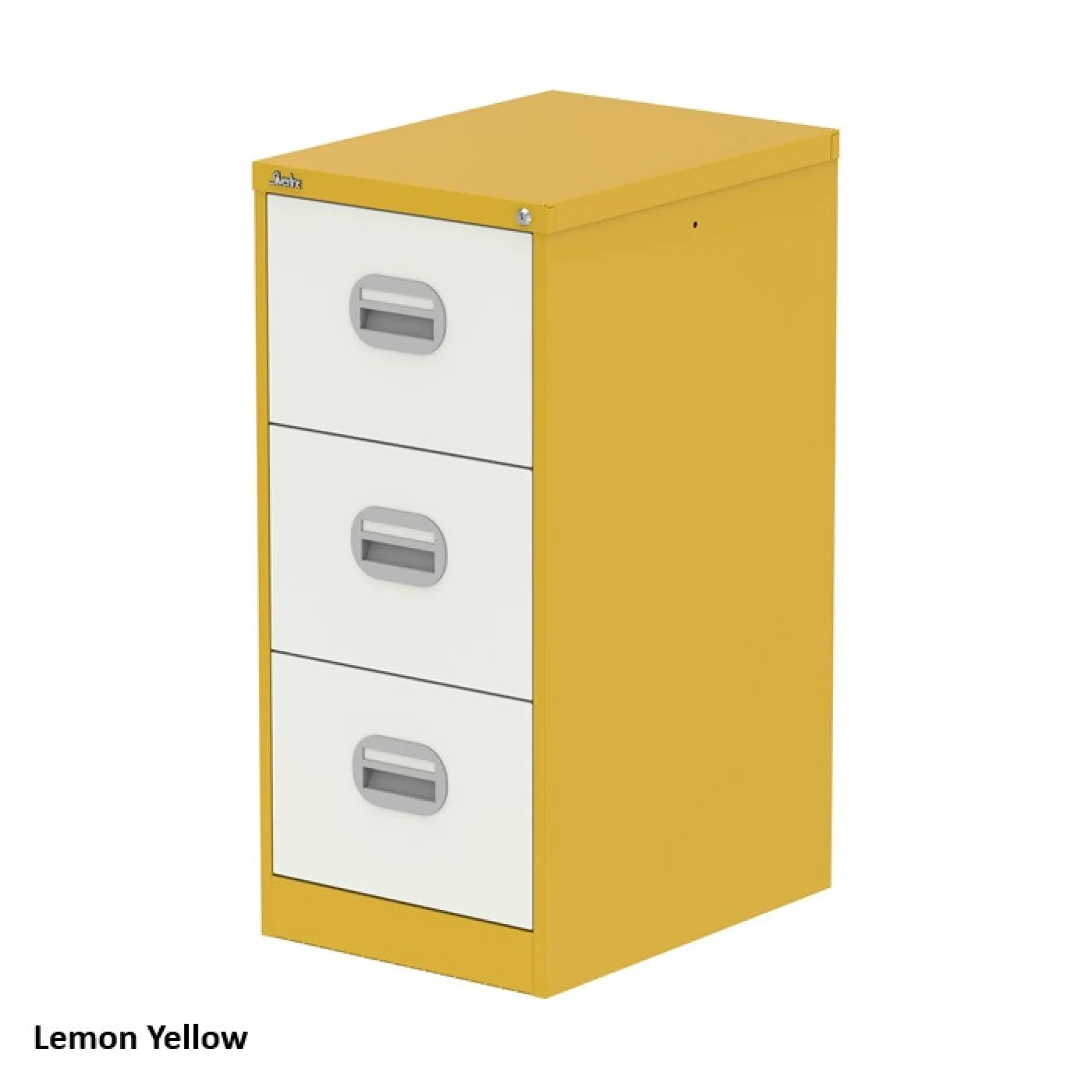 Silverline 3 drawer steel filing cabinet two tone lemon yellow