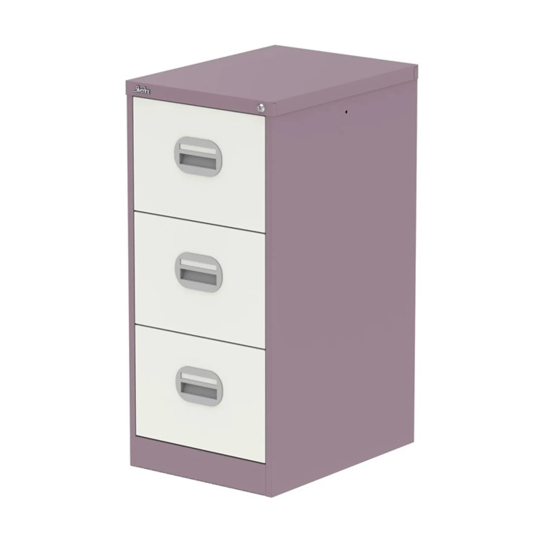 Silverline 3 drawer steel filing cabinet two tone pastel violet