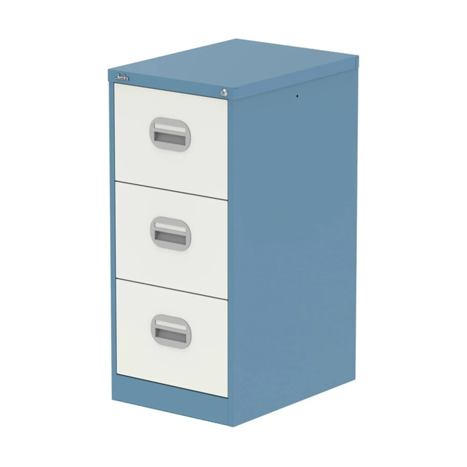 Silverline 3 drawer steel filing cabinet two tone pastel blue