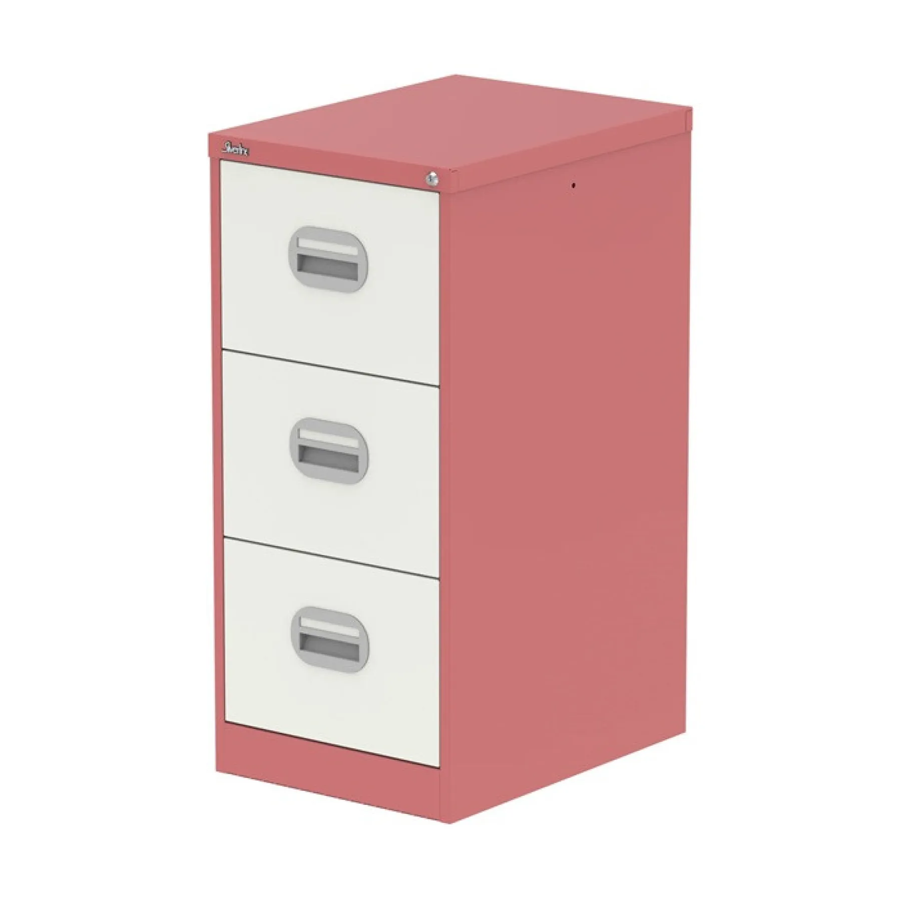 Silverline 3 drawer steel filing cabinet two tone antique pink