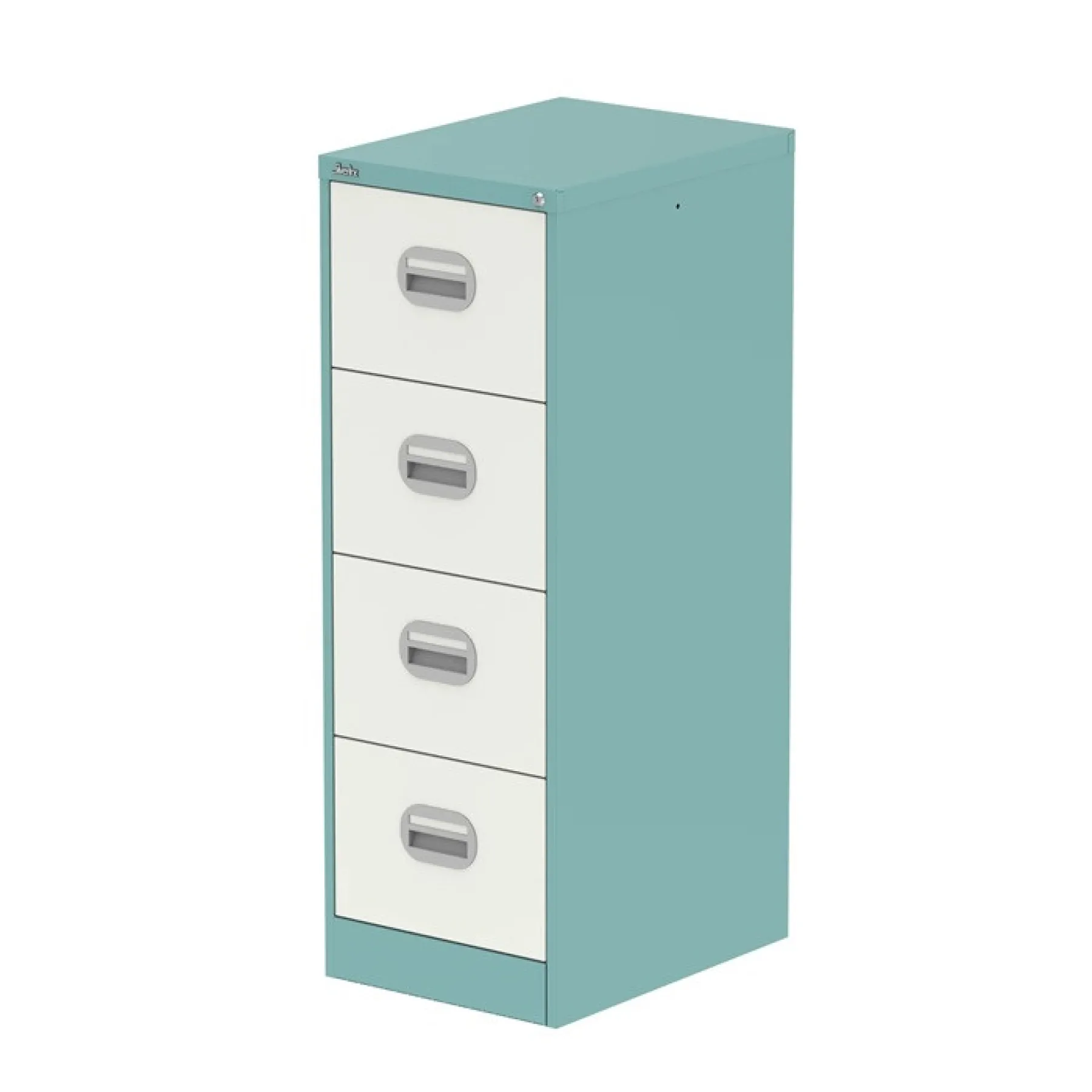 Silverline 4 drawer steel filing cabinet two tone pastel turquoise