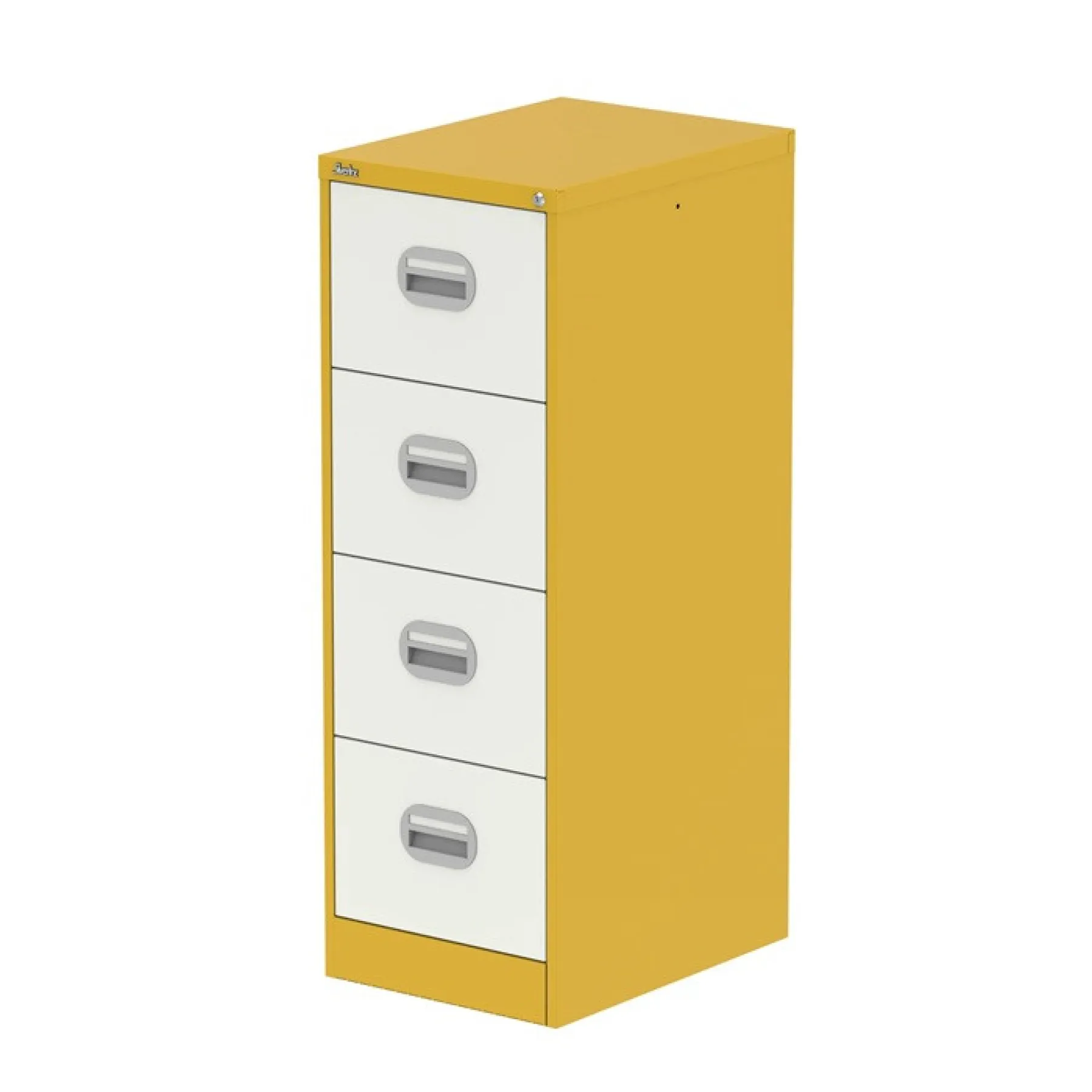 Silverline 4 drawer steel filing cabinet two tone lemon yellow