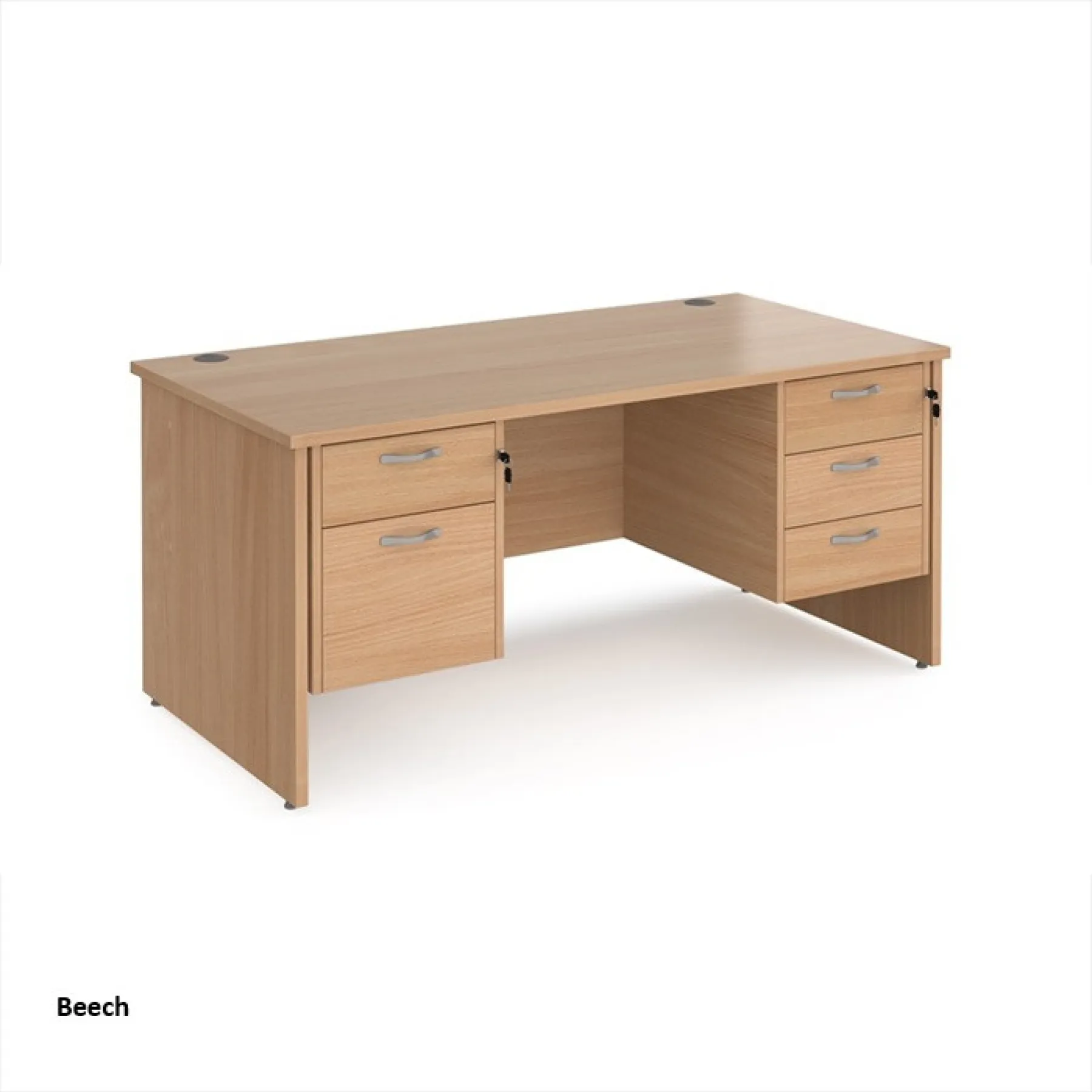 Dams panel ended maestro desk with 2 3 drawer pedestals mp16p23 beech
