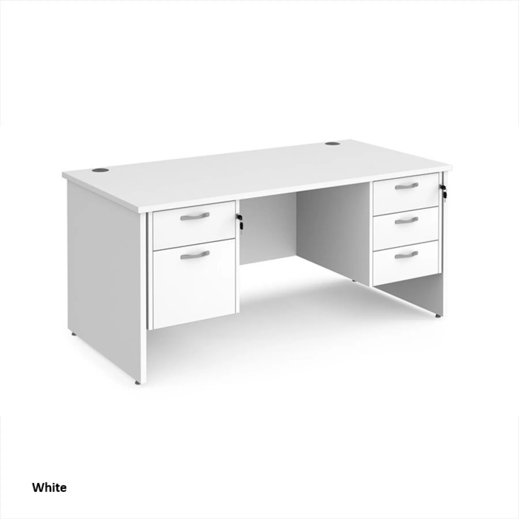 Dams panel ended maestro desk with 2 3 drawer pedestals mp16p23 white2