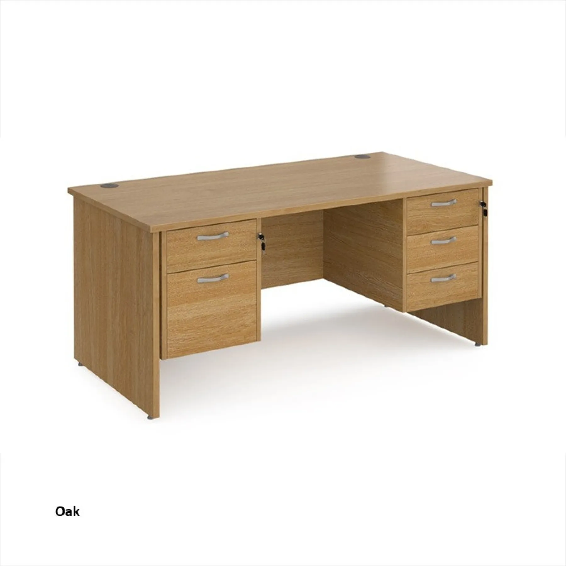 Dams panel ended maestro desk with 2 3 drawer pedestals mp16p23 oak