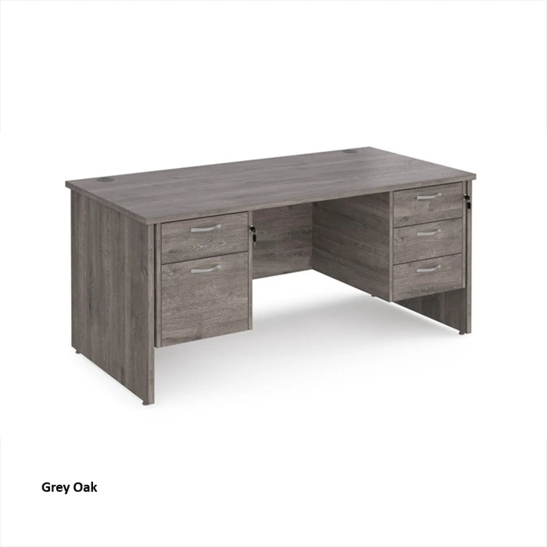 Dams panel ended maestro desk with 2 3 drawer pedestals mp16p23 grey oak
