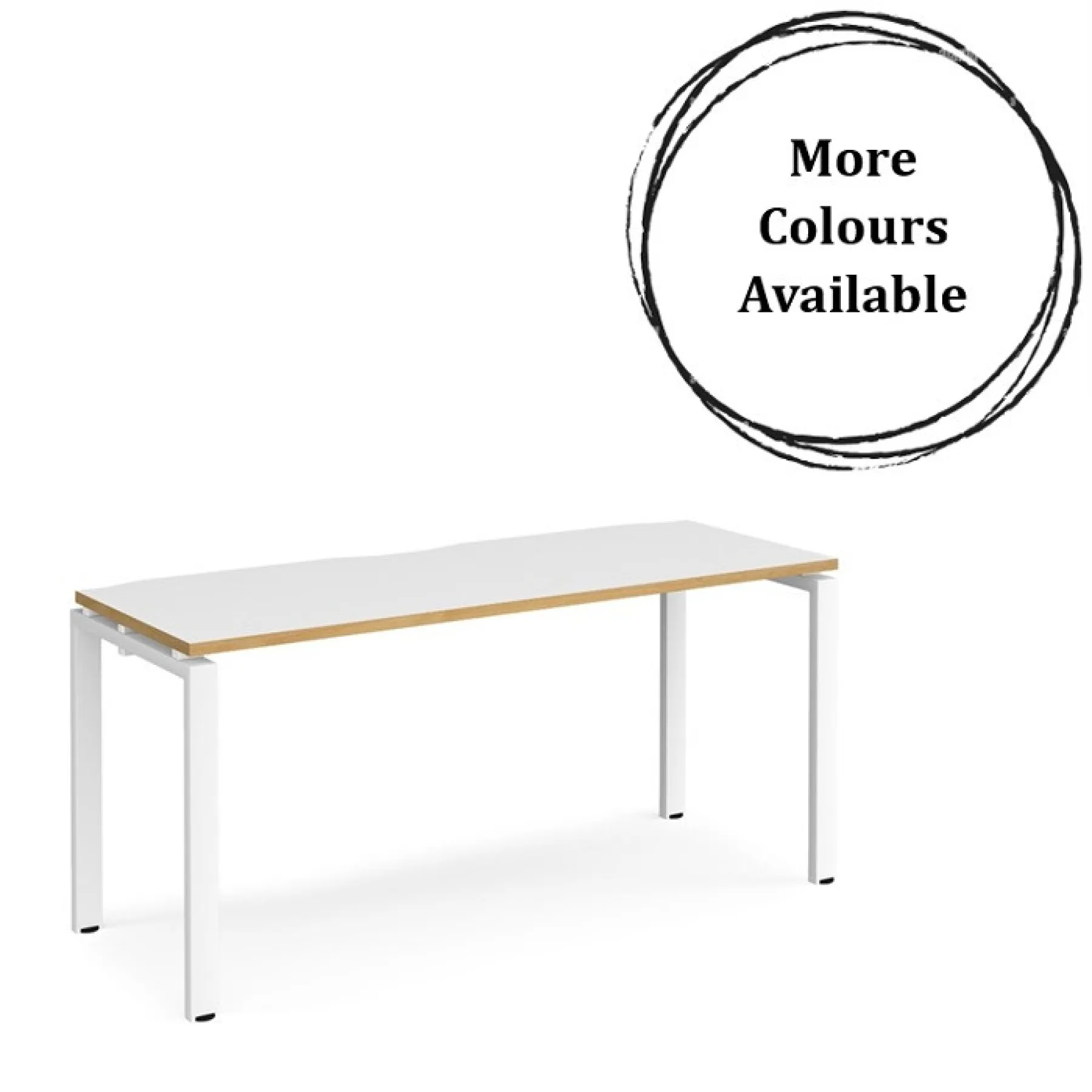 Dams adapt single desk shallow version e166 white with oak edge mc